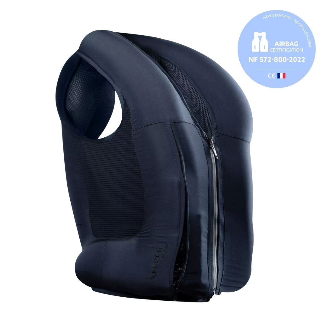 Safefit Airbag Vest for Motorcycle Riding - Navy Blue Safety Vest with Custom Fit | Ideal for Commuting, Racing & Adventure Motorcycles