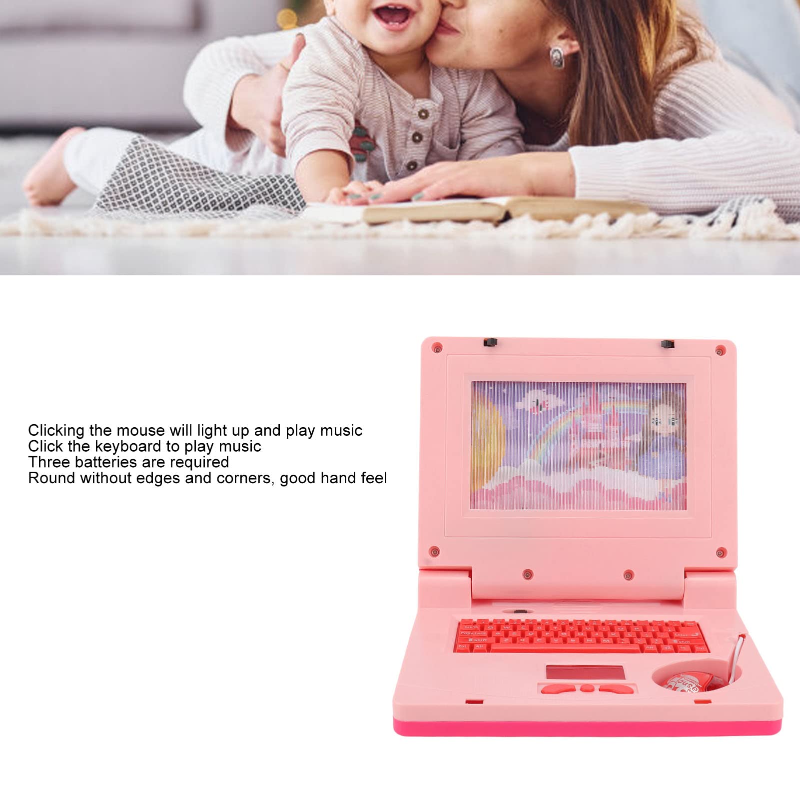 Keenso Kids Learning Laptop Toy - 3 AA Battery Powered Educational Computer for Toddlers, Interactive Cognitive Development Toy for Preschool Learning | Perfect for Home, Classroom & Travel Play