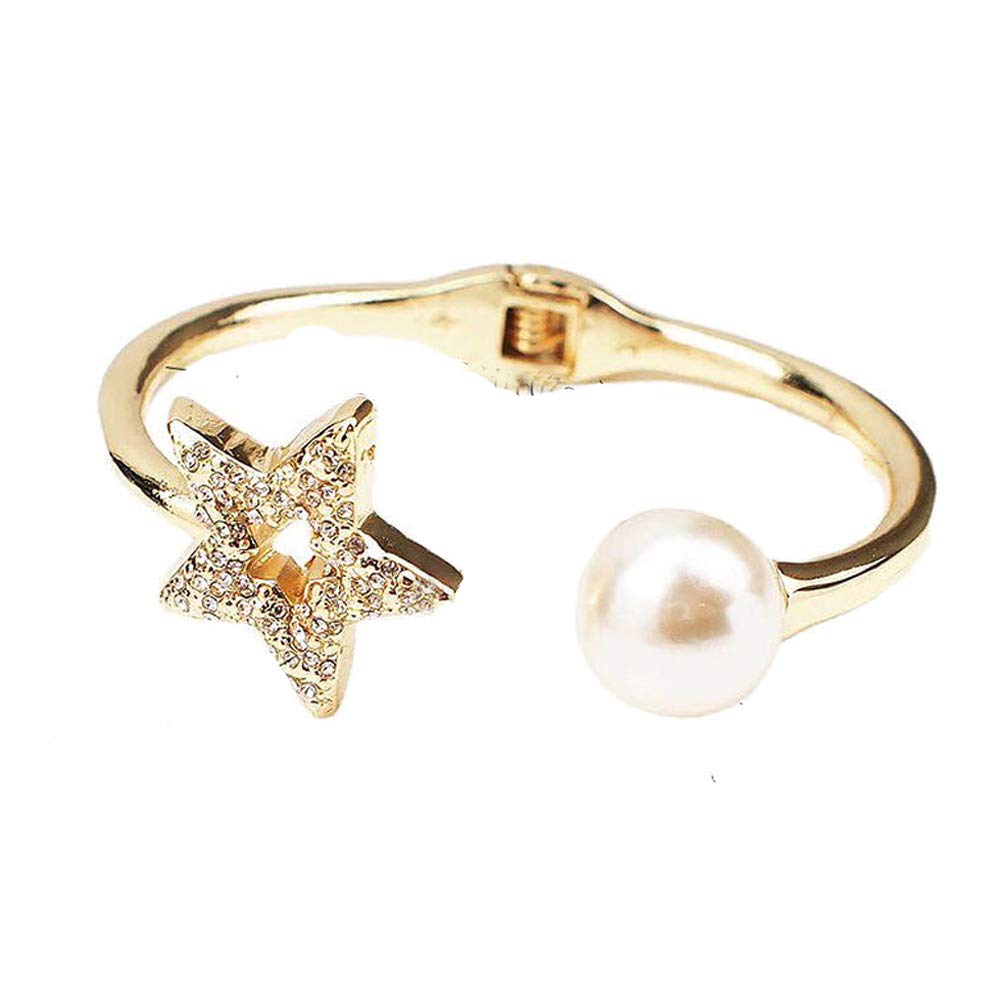 Bella Little Jewels Imitation Pearl & Rhinestone Bracelet Set - Elegant Fashion Bangle for Women, Perfect for Parties, Weddings & Special Occasions