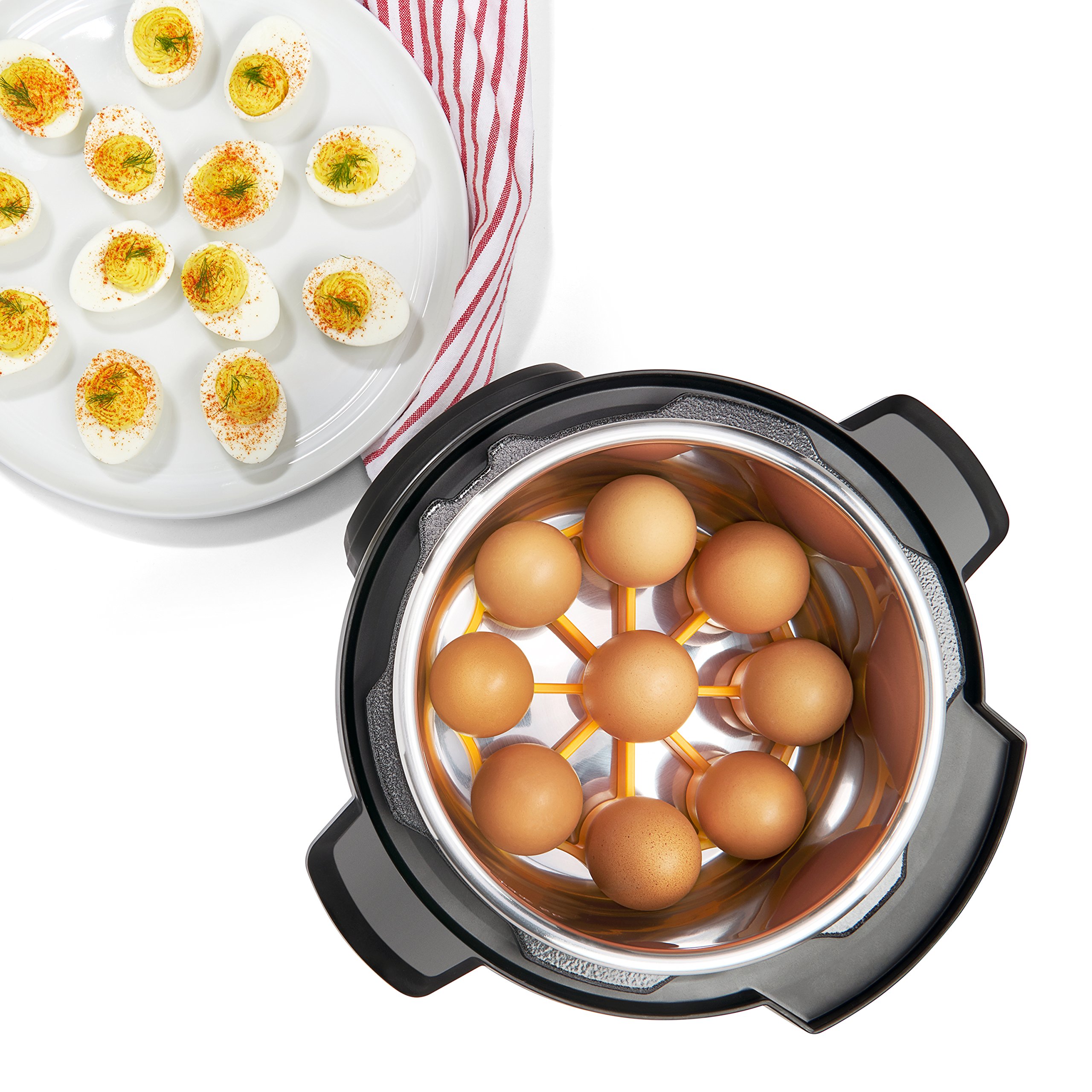 OXO Good Grips Silicone Egg Rack - Space-Saving Kitchen Organizer for Hard Boiled Eggs (Yellow, One Size) | Perfect for Breakfast Meal Prep, Picnics & Easter Decorations
