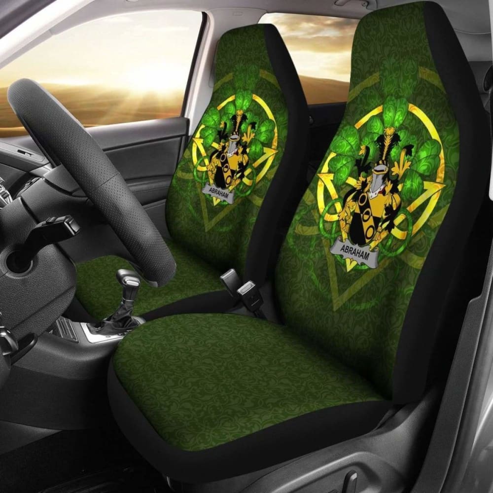 Abraham Ireland Car Seat Cover Set of 2 - Celtic Shamrock Design, Universal Fit for Cars, SUVs & Trucks - Perfect for St. Patrick's Day Decor & Irish Pride Accessories