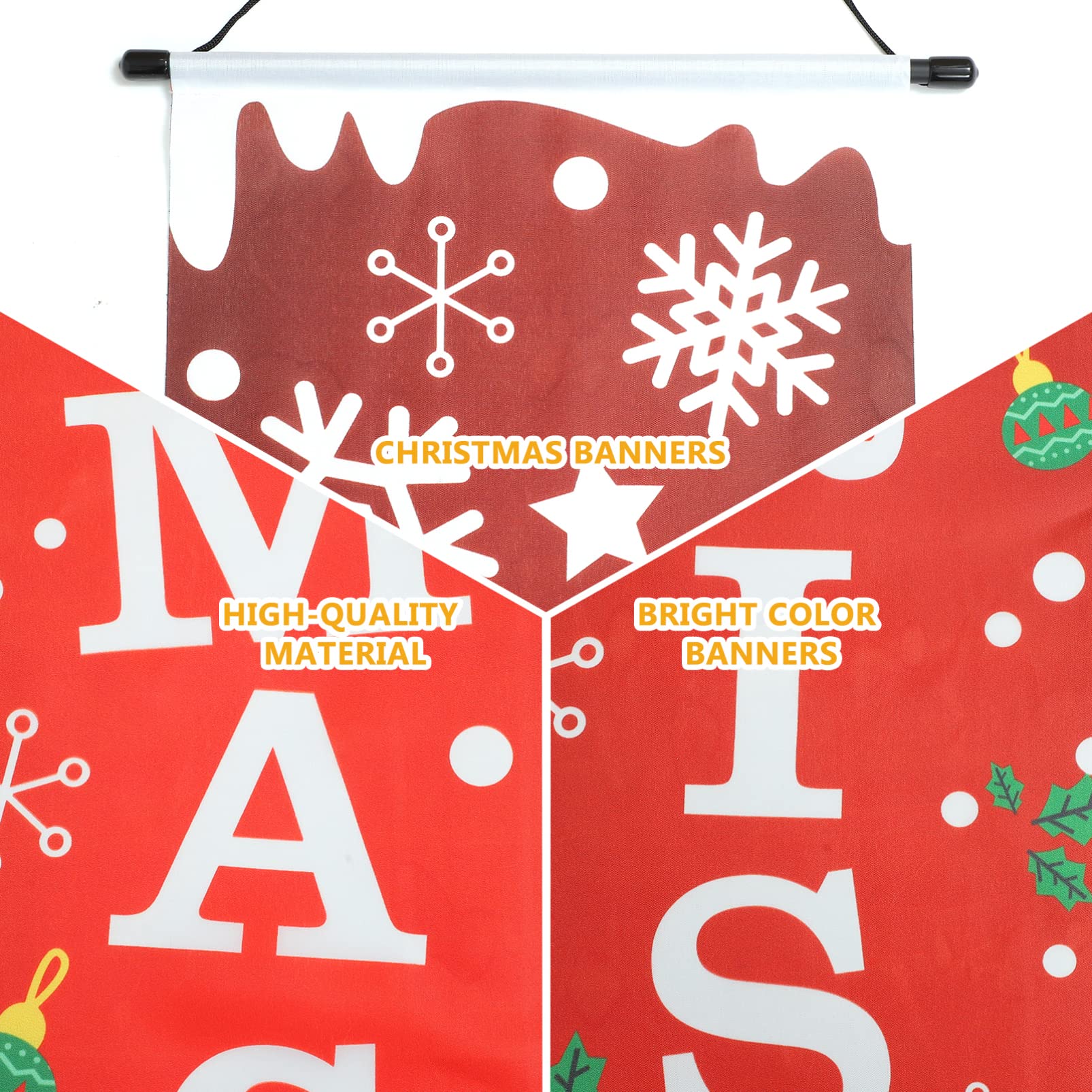 1 Pair Merry Christmas Banner Decor & Happy New Year Plaid Porch Sign - Holiday Door & Fireplace Decoration for Christmas Party & Home Decor