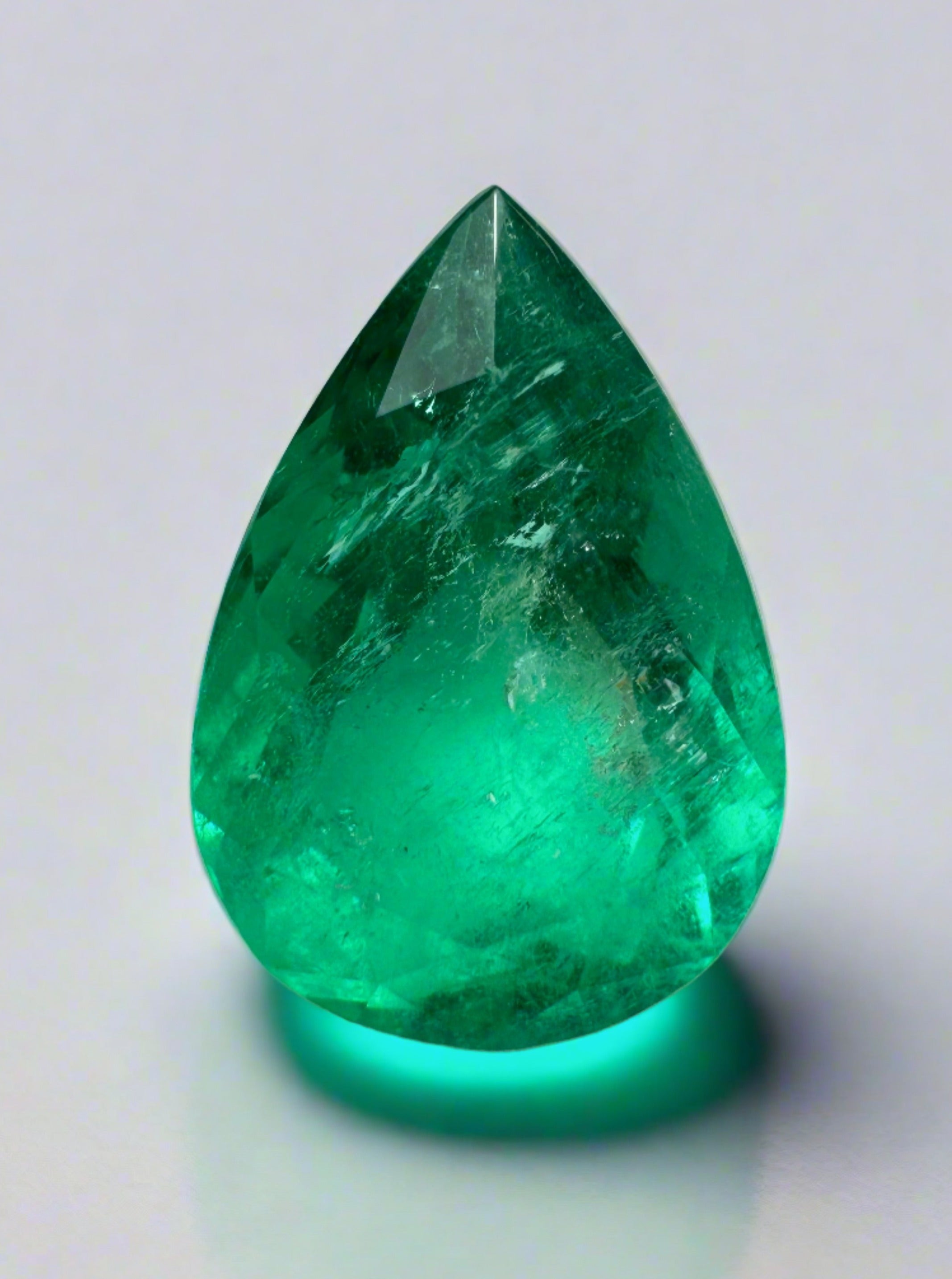 4.0 Carat 13x9mm Yellowish Green Natural Loose Colombian Emerald Pear Cut Gemstone for Jewelry Making, Engagement Rings & Fine Collections