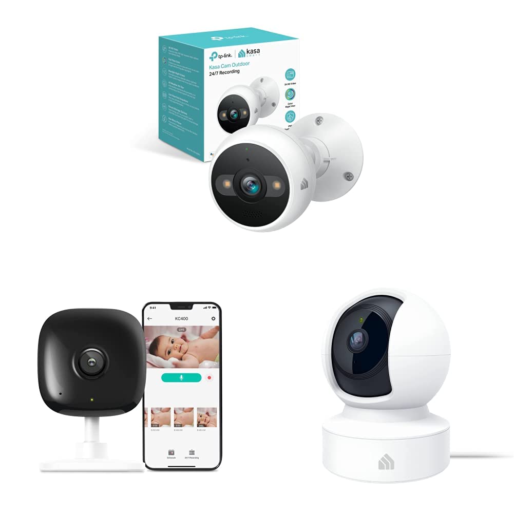 Kasa 4MP 2K Outdoor Wired Security Camera & 2K QHD Pan/Tilt Indoor Security Camera Set - Weatherproof Surveillance for Home, Baby Monitor & Pet Monitoring