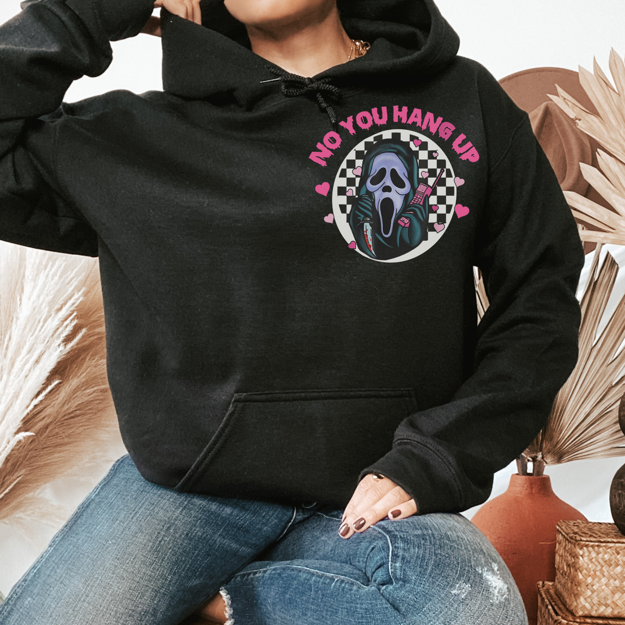 Ghostface Scream Halloween Hoodie - Horror Movie Costume & Scary Cosplay Outfit for Halloween Parties & Horror Conventions