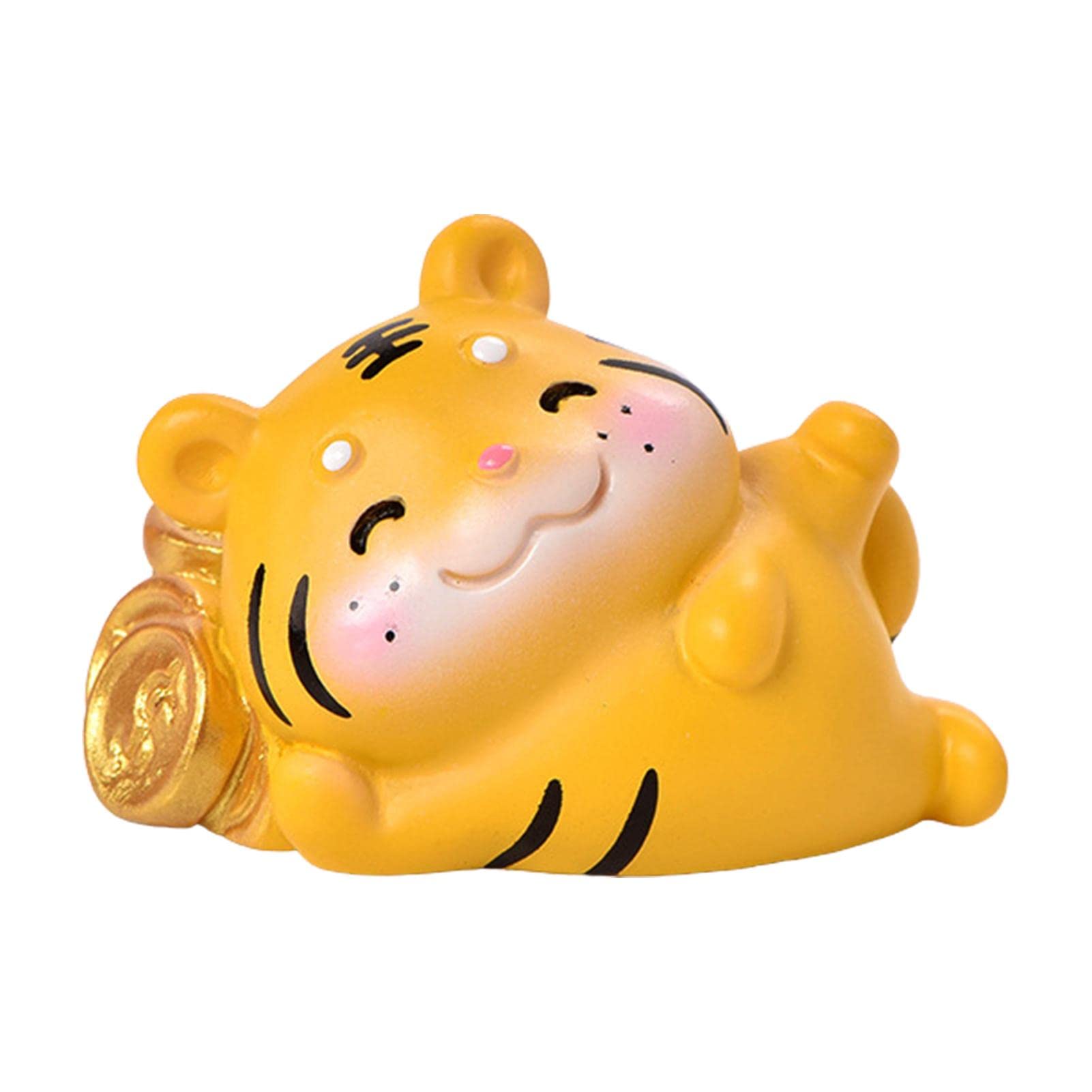 2022 New Cute Resin Tiger Ornament - Miniature Tiger Mascot Figurine for Home, Office Desk, Car Dashboard Decor - Chinese Zodiac Animal Statue for New Year Gift & Feng Shui Decoration (Multiple Styles) - Perfect for Lunar New Year Celebrations, Home Decor, Office Feng Shui & Car Interior Styling