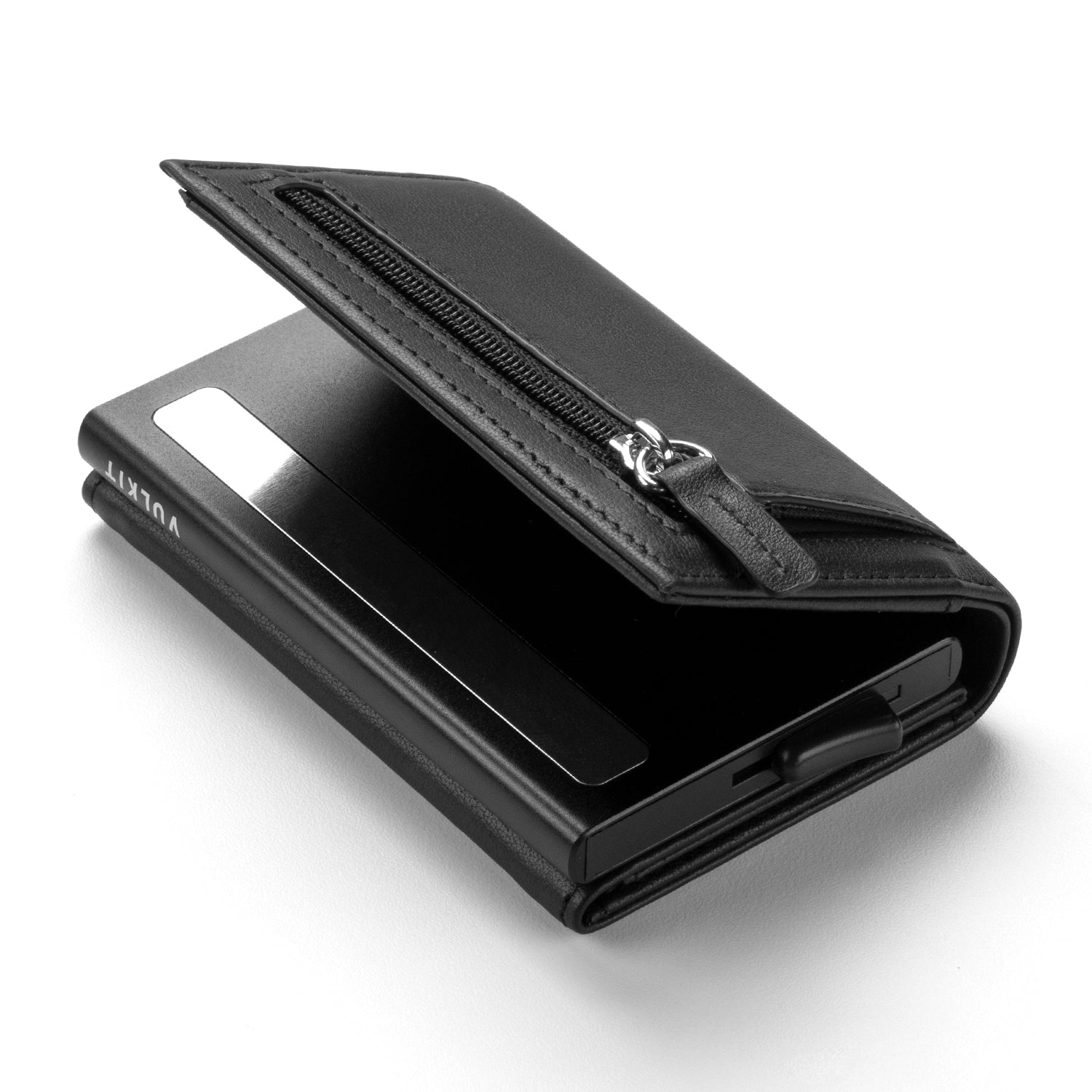 VC203P Genuine Leather Tri-Fold Wallet with Back Zipper Slot & Magnetic Closure - RFID Blocking, Slim Design for Men's Everyday Carry & Travel Essentials