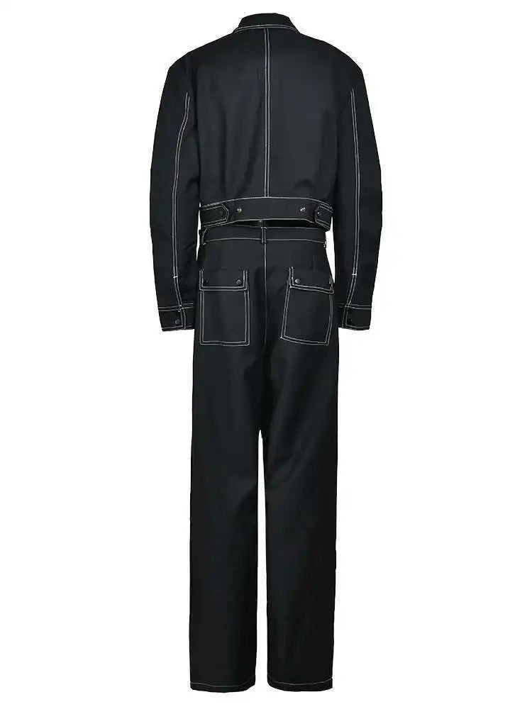 Black Women's Two-Piece Suit Set - Big Size Jacket & Wide Leg Pants with Lapel Design | Long Sleeve Fashion Outfit for Spring & Fall 2025 | Perfect for Office Wear, Business Meetings & Formal Occasions