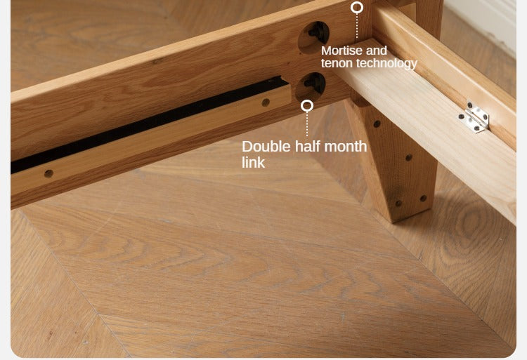 Solid Oak Wood Soft Bed Frame - Queen Size, Sturdy & Comfortable for Master Bedroom or Guest Room