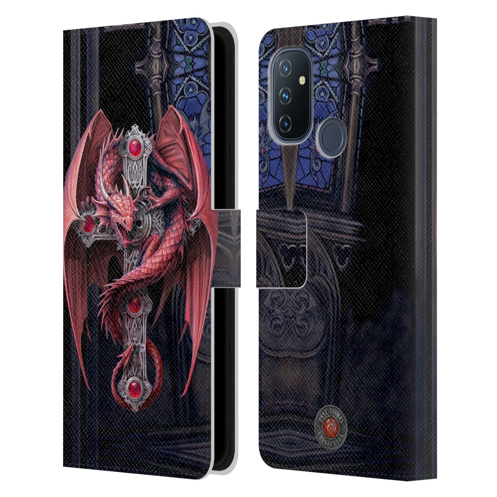 Anne Stokes Gothic Guardians Dragons Leather Book Wallet Case Cover for OnePlus Nord N100 - Stylish Protective Phone Holder for Travel & Daily Use