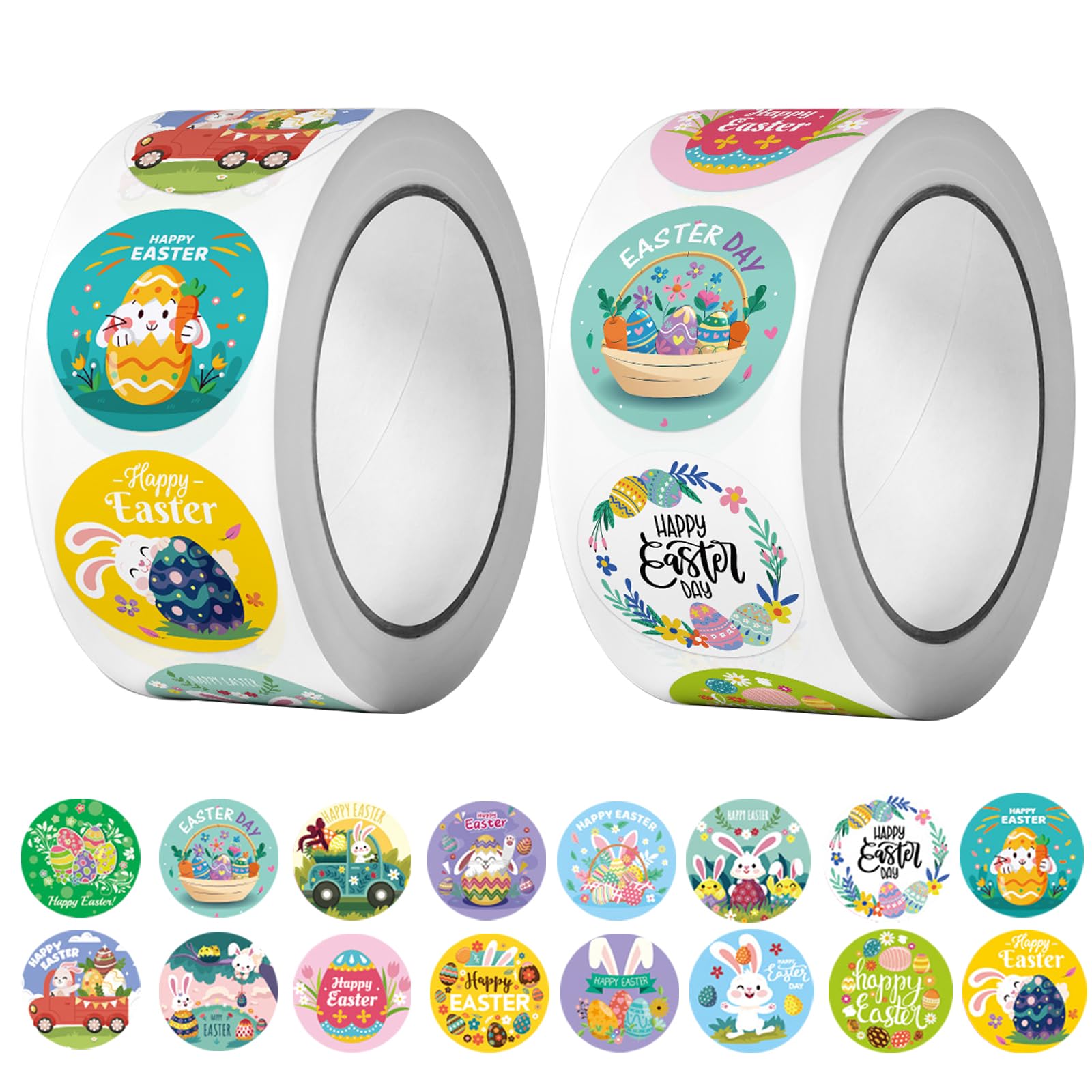 1000 Pcs Easter Stickers - 1 Inch Bunny & Egg Stickers for Kids, Easter Party Supplies, Gift Decorations - Perfect for DIY Crafts, Scrapbooking & Easter Egg Hunt Activities