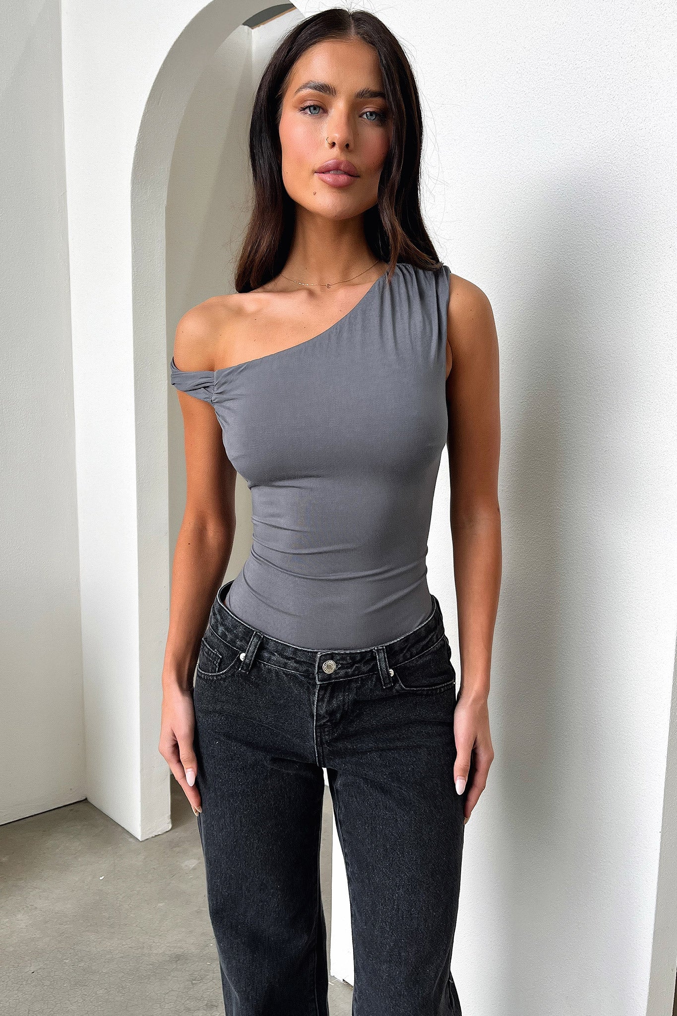 Aspen Bodysuit for Women - Soft & Comfortable Charcoal Bodysuit | Perfect for Layering, Workout, and Everyday Wear
