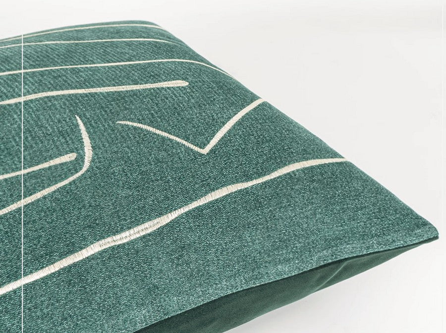 Modern Abstract Green Geometric Square Throw Pillows - Large Decorative Couch Pillows for Contemporary Interior Design | Perfect for Living Room Sofa, Bedroom Decor & Home Styling