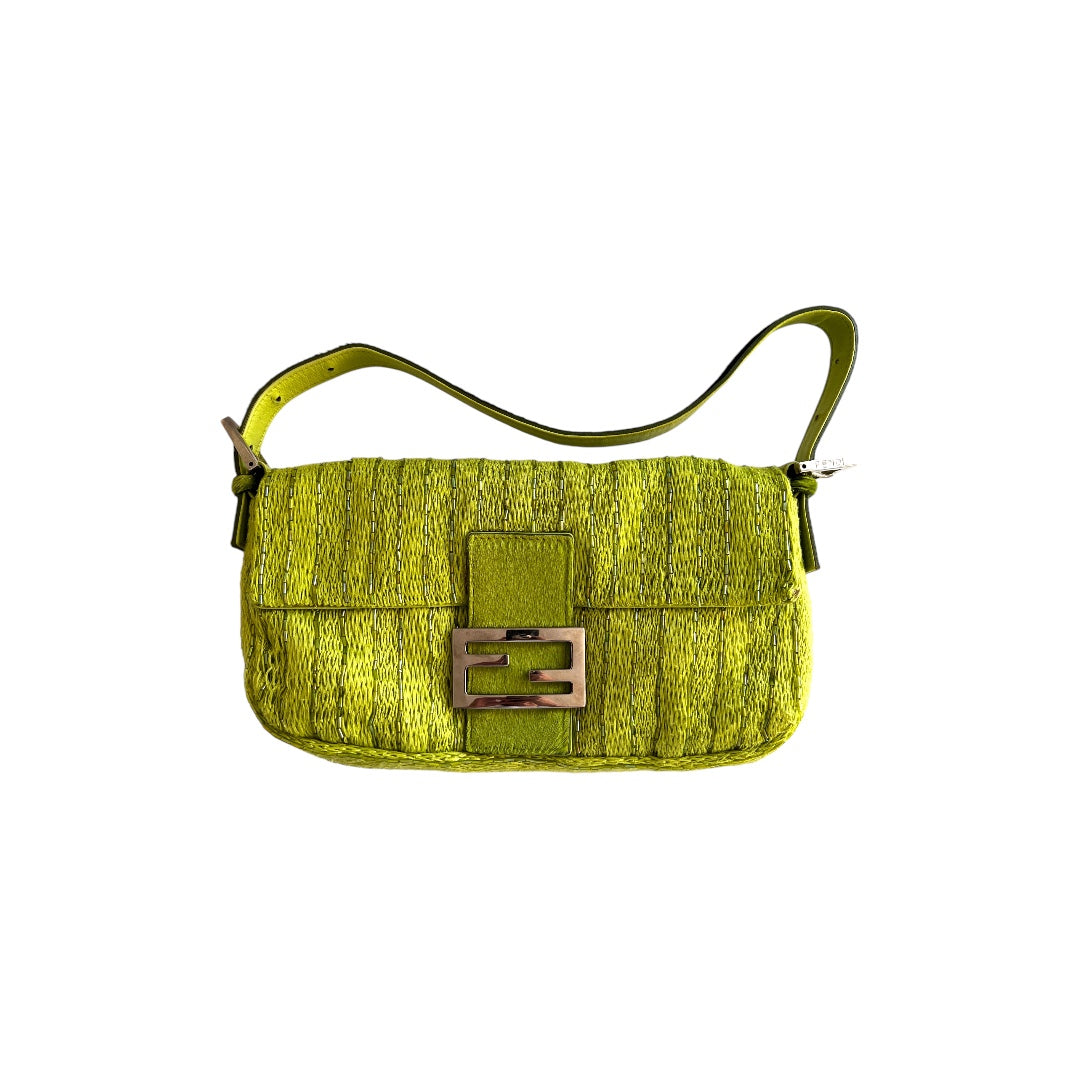 Vintage Fendi Green Beaded Baguette Bag - Luxury Designer Crossbody Purse for Women | Perfect for Evening Parties, Weddings & Special Occasions