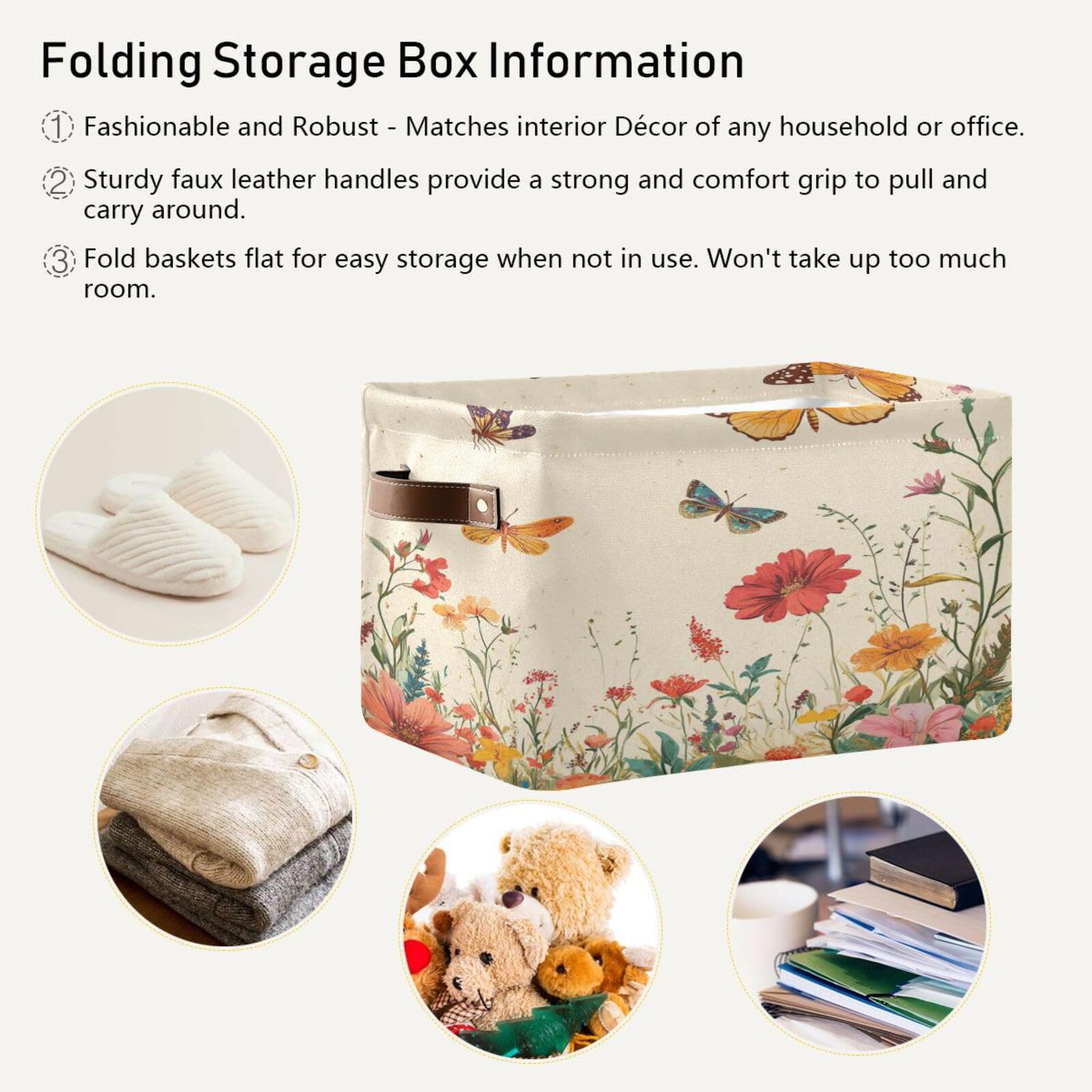 Large Fabric Storage Bins with Handles - Collapsible Organizer for Clothes, Toys & Home