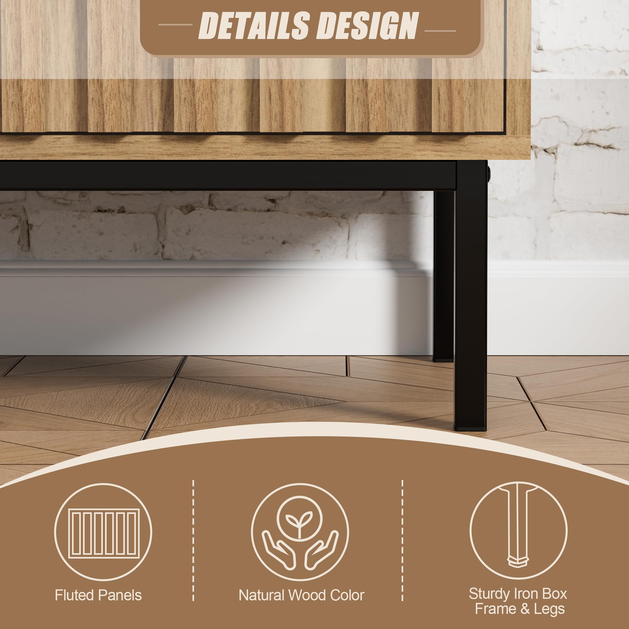 Mid Century Modern Sideboard Buffet Cabinet with Storage - 61.4