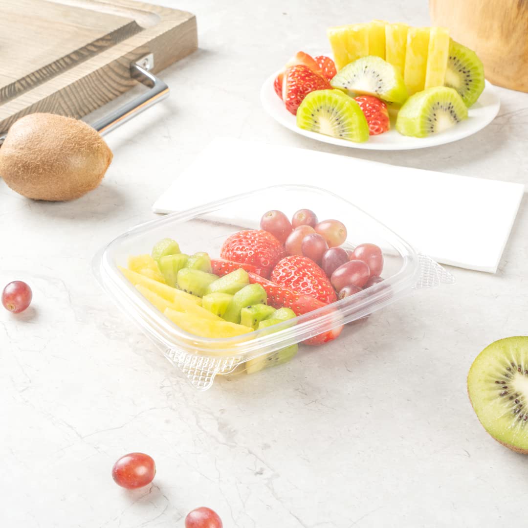 Restaurantware Thermo Tek 8oz Clear Plastic Clamshell Food Containers - 100 Pack Anti-Fog, Freezable, Disposable To-Go Containers for Takeout, Meal Prep & Leftovers | BPA-Free Rectangle Food Storage Containers