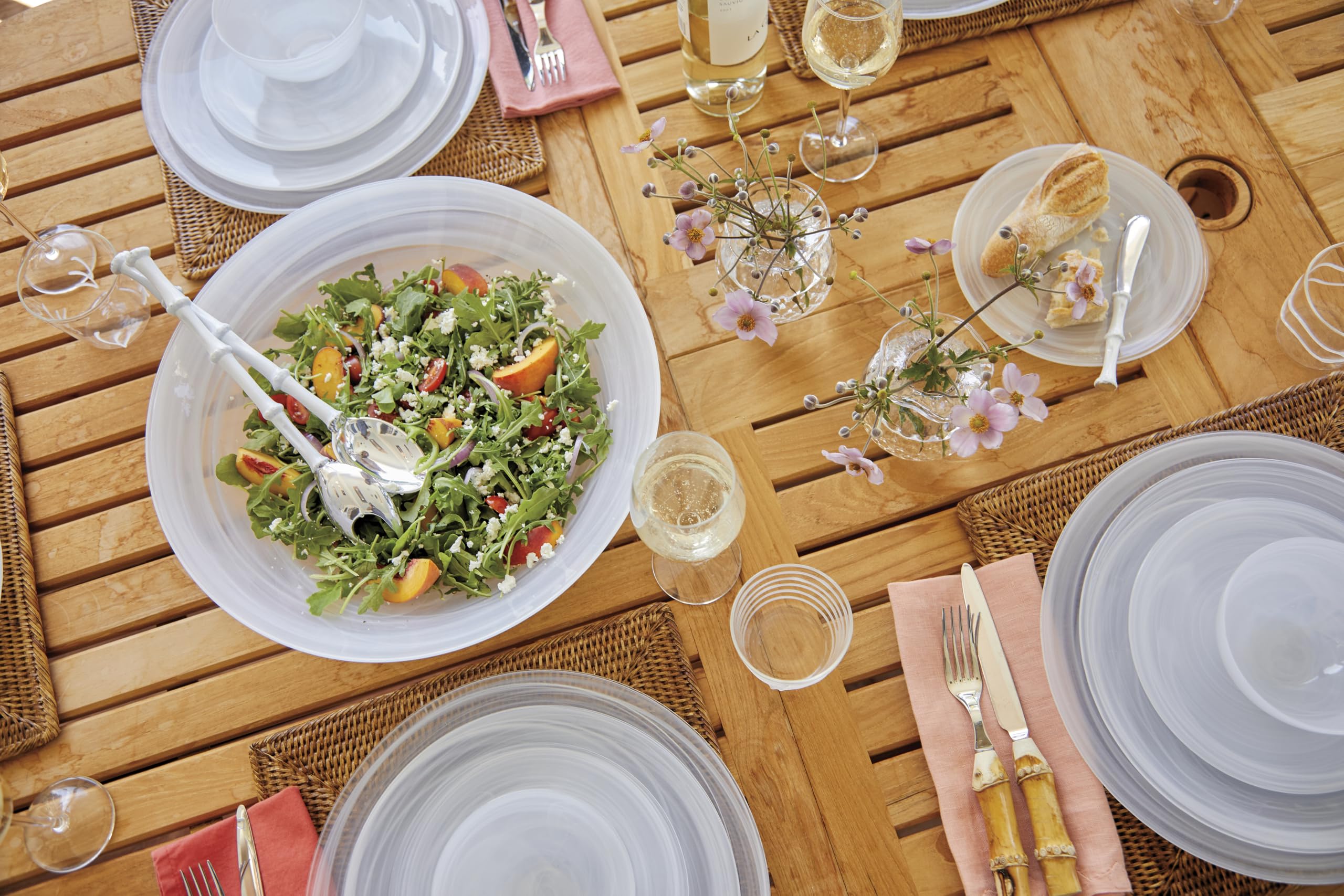 Mariposa Alabaster White Serving Bowl - Handmade in Turkey - Elegant Glass Tableware for Dining & Entertaining - Perfect for Salads, Desserts & Party Dishes