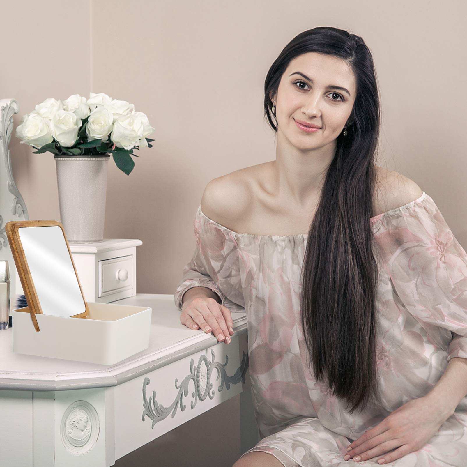 Portable Wooden Folding Desk Mirror for Makeup & Travel