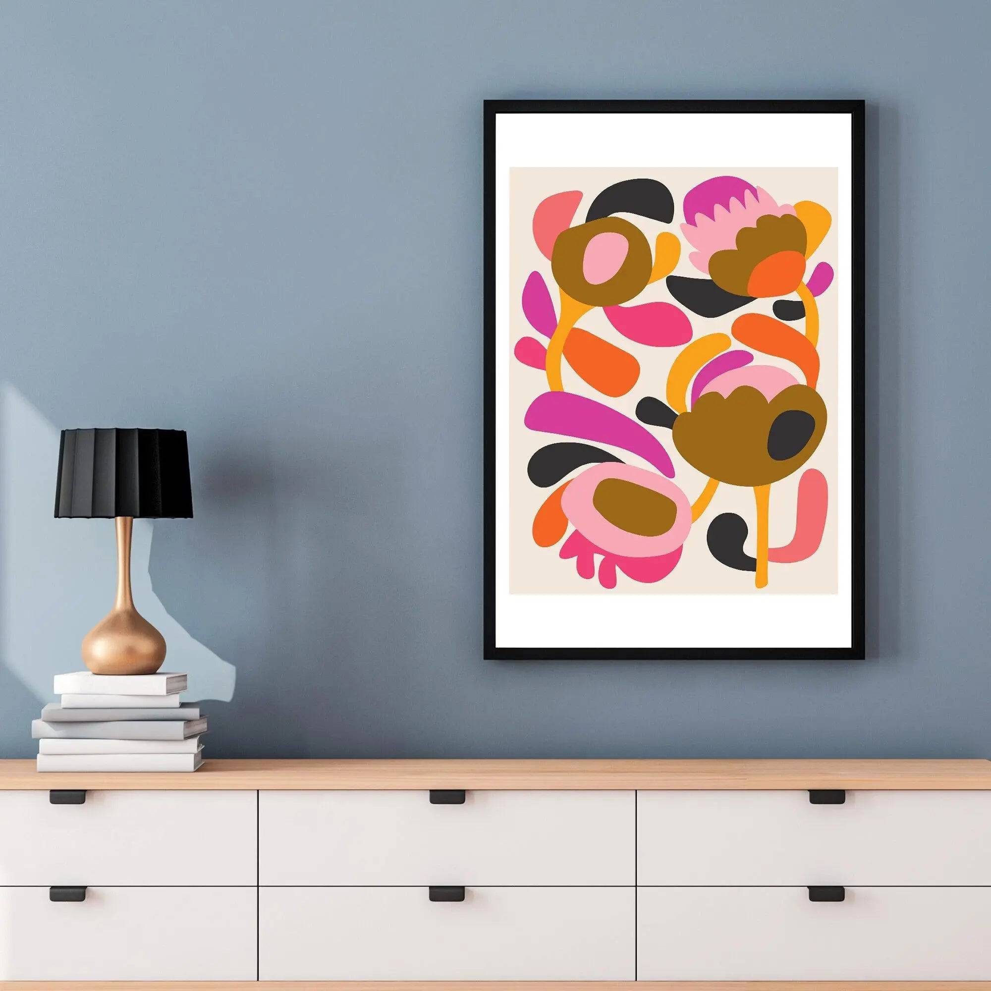 Mid Century Modern Scandinavian Flower Art Print - Vintage Botanical Wall Decor for Living Room, Bedroom & Office - Perfect for Home & Office Decor