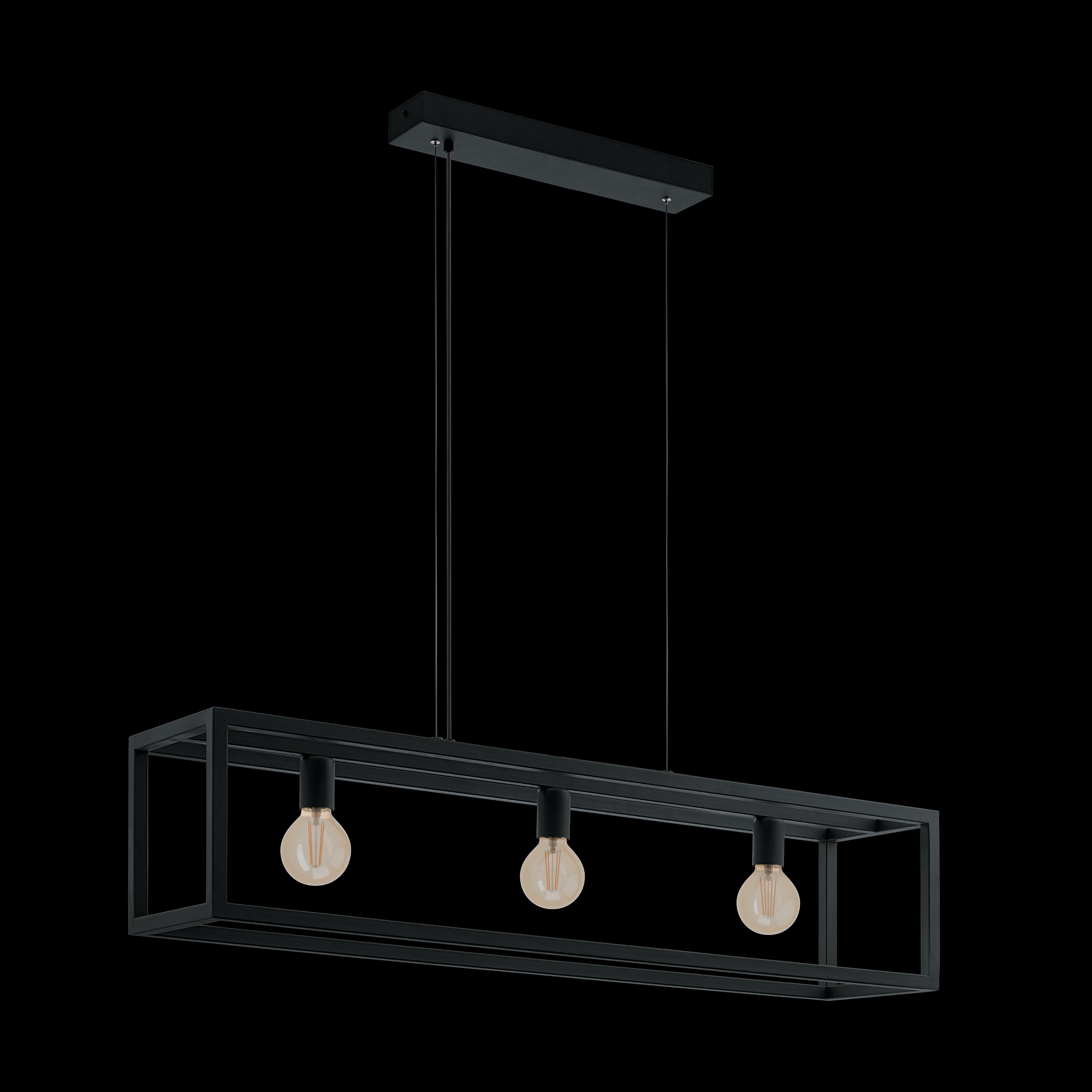 Eglo Elswick 3-Light Black Metal Industrial Ceiling Pendant Light Fixture - Perfect for Kitchen Island, Dining Room or Bedroom Lighting
