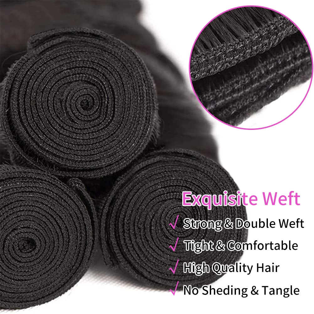 10A Brazilian Body Wave Human Hair Bundles 26-30 Inch - 100% Unprocessed Virgin Hair Extensions (3 Bundles, Natural Black) for Styling, Weaving & Volume Boost - Perfect for Daily Wear, Parties & Special Occasions