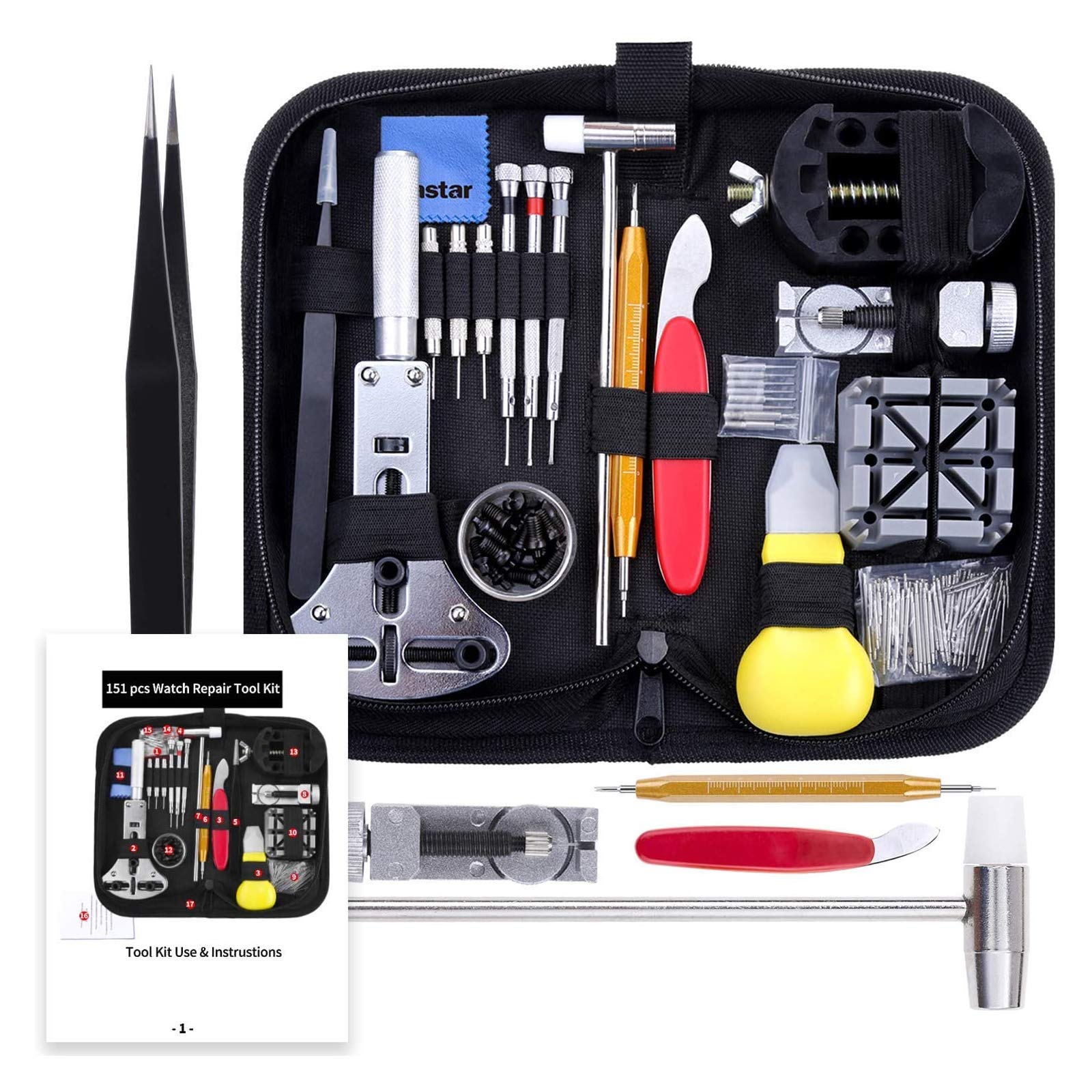 Vastar Professional Watch Repair Kit - Spring Bar Tool Set & Watch Band Link Pin Remover with Carrying Case | Perfect for Watch Battery Replacement, Band Adjustment & DIY Watch Maintenance