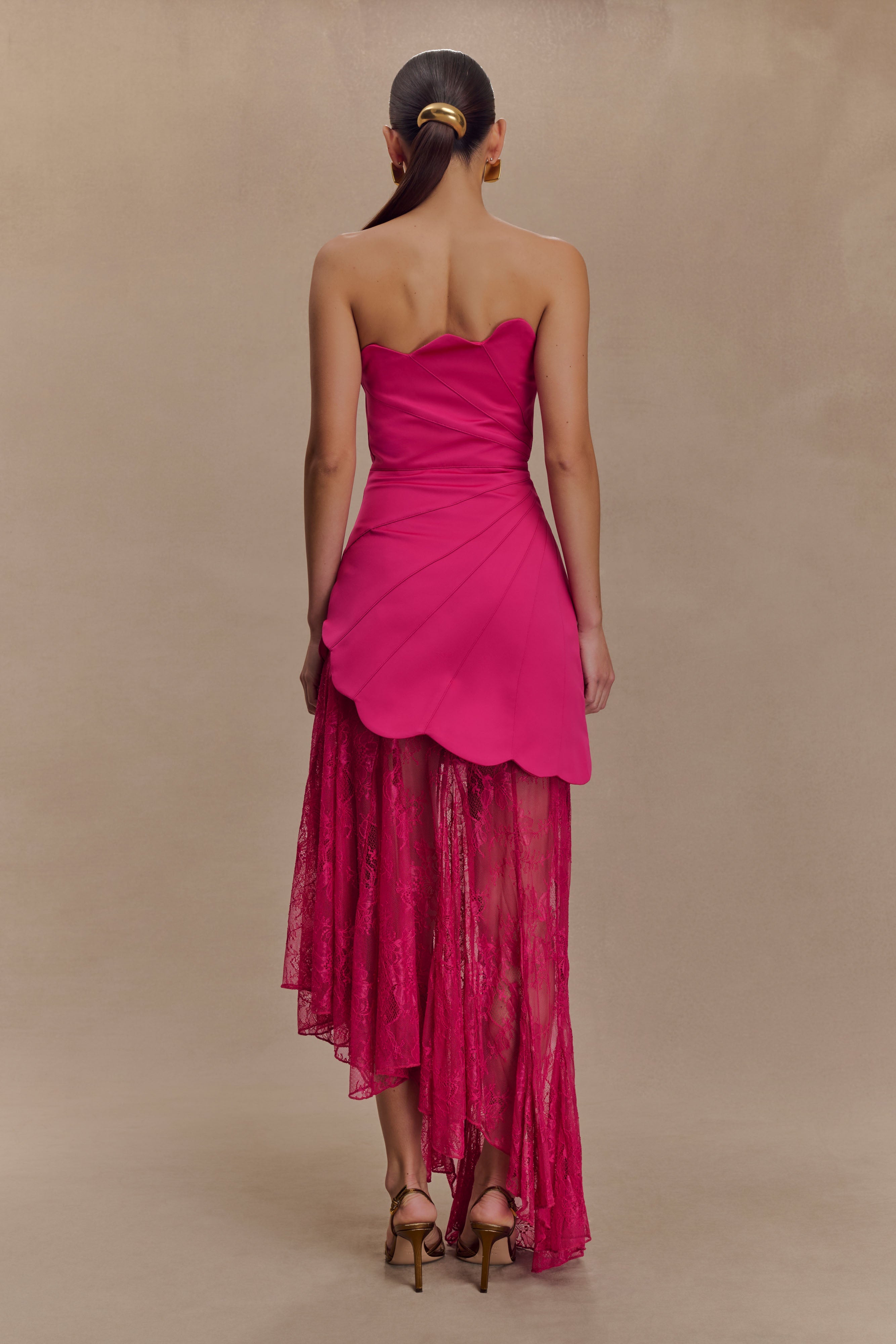 Aleena Women's Satin & Lace Maxi Dress - Elegant Floral Print Long Formal Gown for Evening Parties, Weddings & Special Occasions