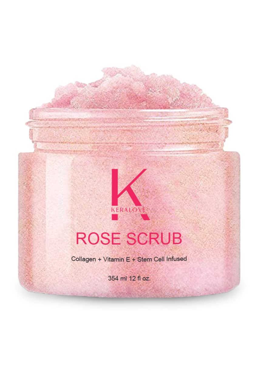 Keralove Collagen & Stem Cell Body Scrub 12 oz - Exfoliating Himalayan Salt Scrub for Cellulite Reduction - Deep Cleansing for Acne, Scars & Wrinkles - Hydrating Moisturizer for Smooth Skin - Perfect for Spa Day, Self-Care Routine & Gift Sets