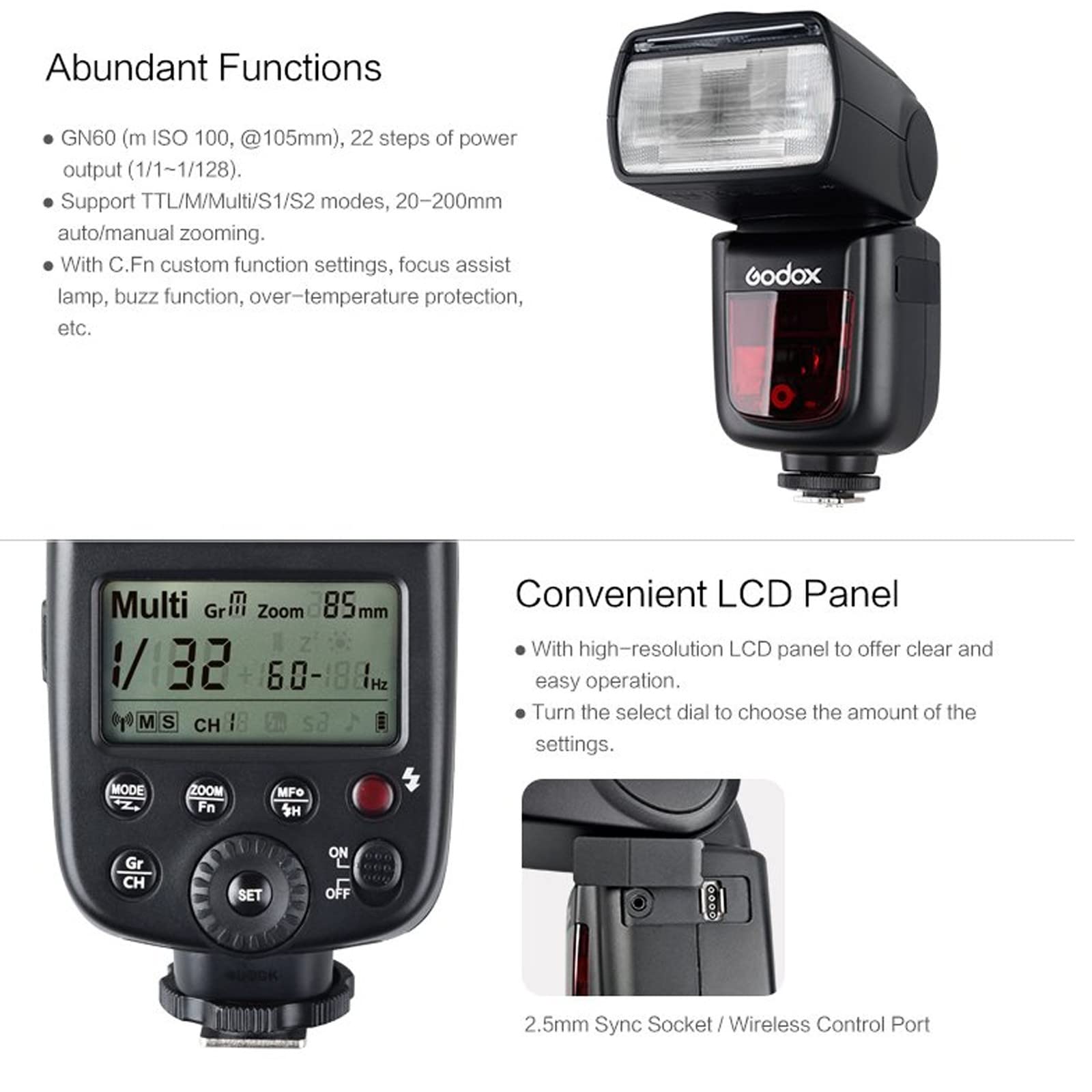 Godox V850II V850 Flash Speedlight for Sony Canon Nikon Cameras - GN60 2.4G HSS 1/8000s with ML-CD15 Diffuser | 650 Full-Power Flashes, 2000mAh Li-ion Battery, 1.5s Recycle Time | Perfect for Portrait, Wedding & Studio Photography
