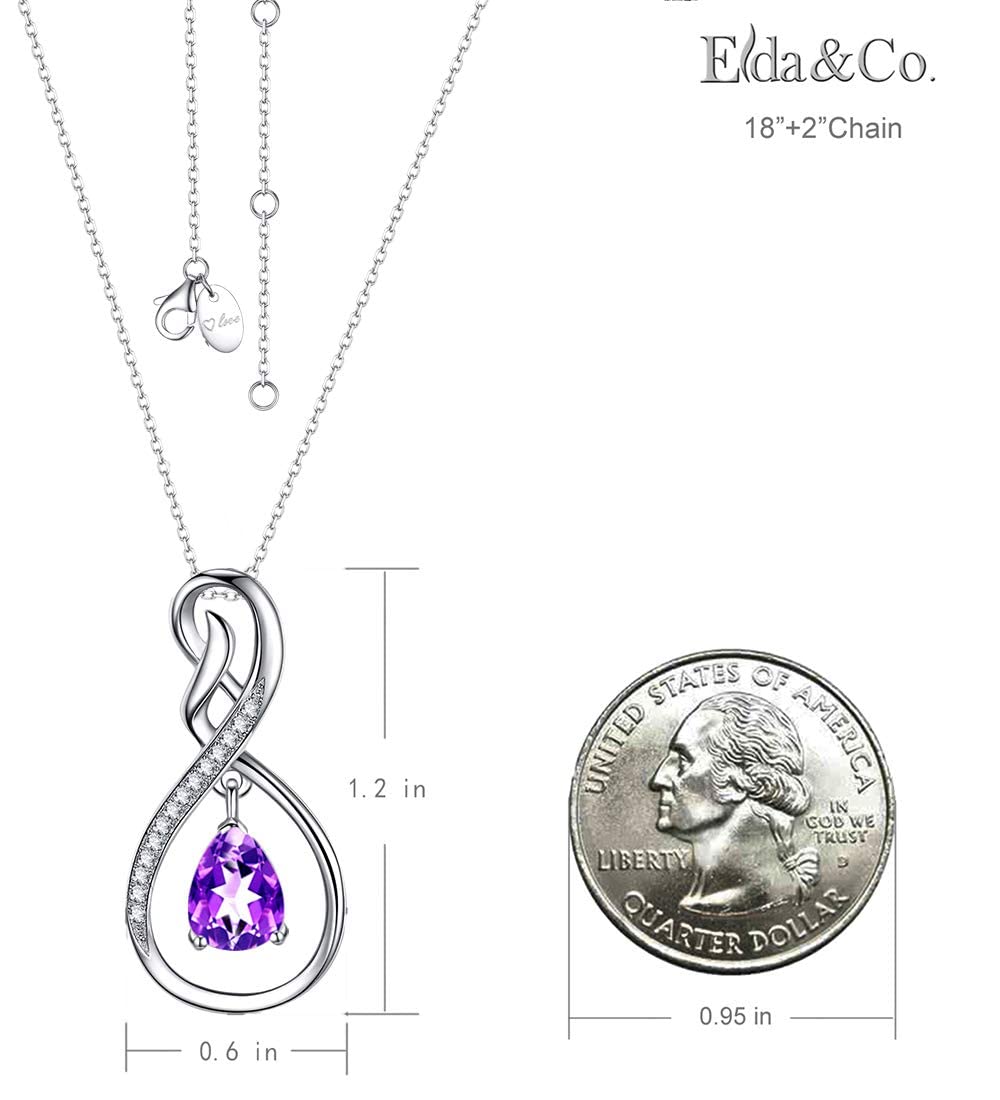 Forever Love Infinity Necklace for Women - March April May Birthstone Jewelry (Aquamarine, Emerald & More) - 925 Sterling Silver Gift for Wife, Mom, Her - Perfect for Birthday, Anniversary & Valentine's Day