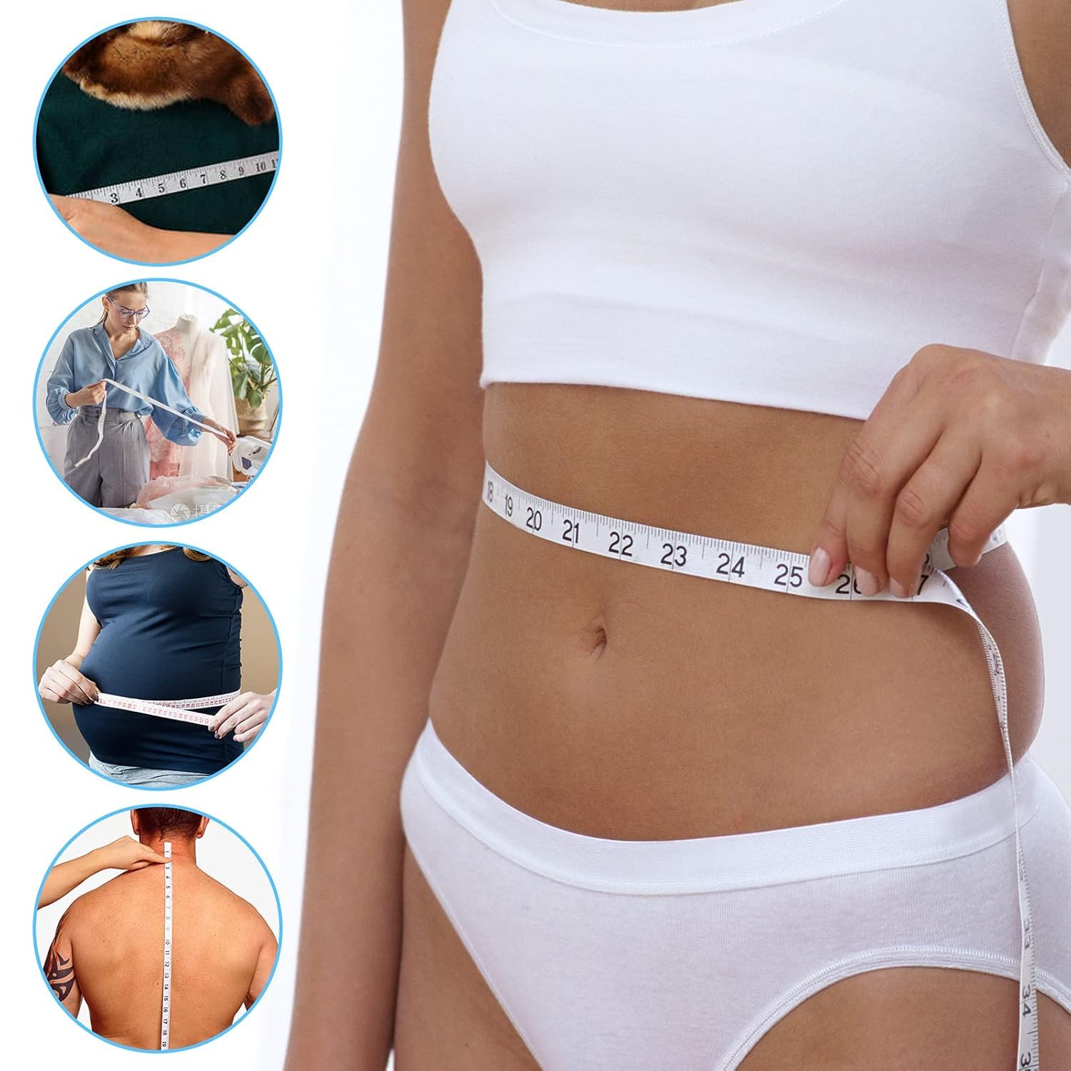 Retractable Dual-Sided Tape Measure 20 Pack - Soft Fabric Measuring Tape for Body Measurements, Sewing, Tailoring & Weight Loss Tracking | Perfect for Crafting, Knitting & DIY Projects