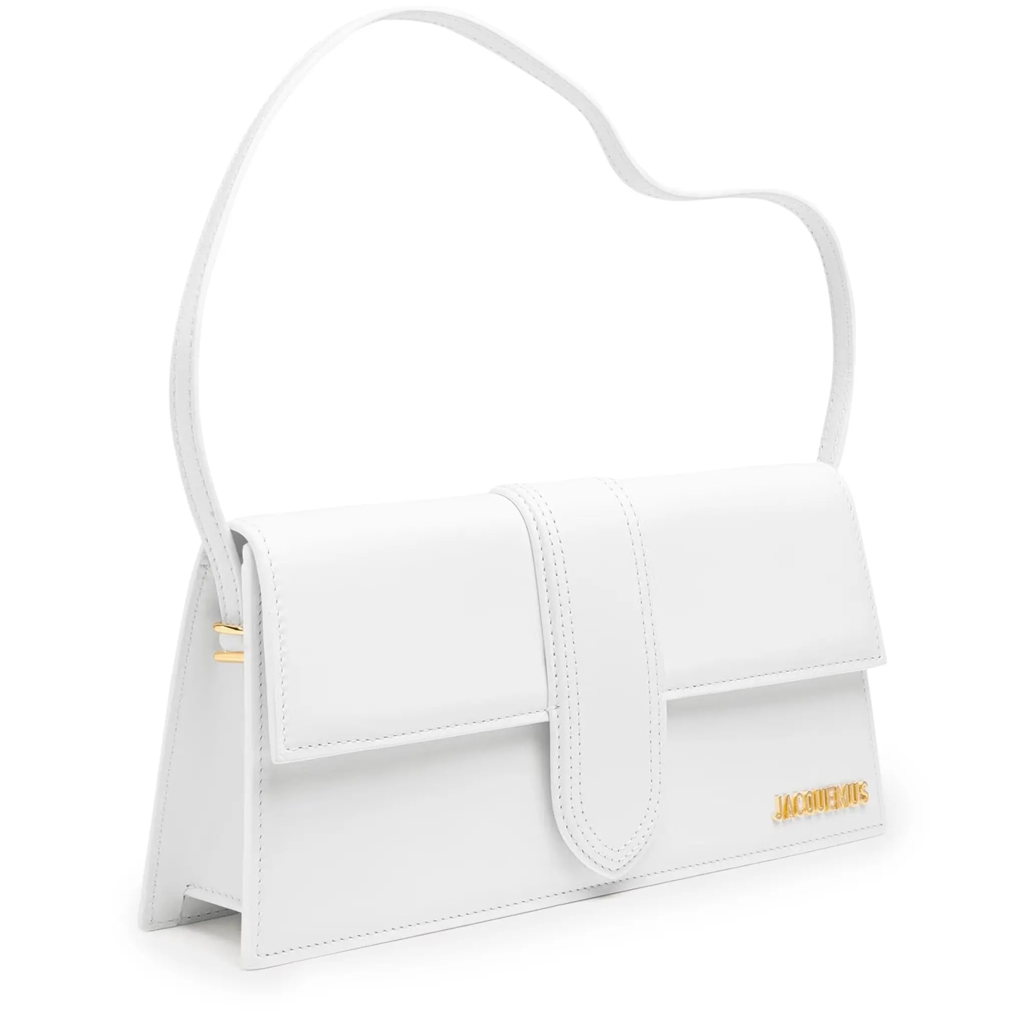 Jacquemus Le Bambino Long Flap White Leather Shoulder Bag for Women | Designer Crossbody Purse | Perfect for Date Night, Travel & Everyday Use