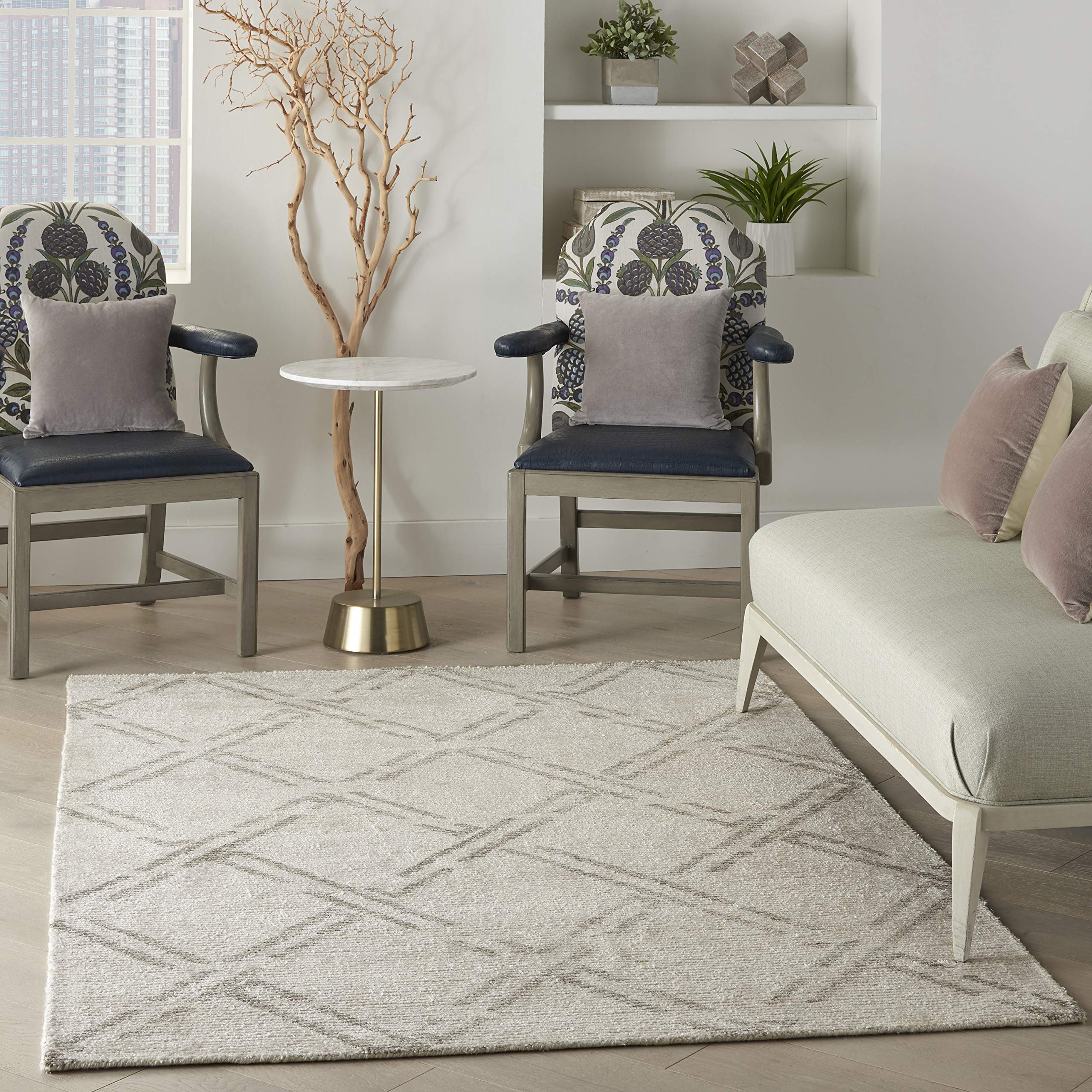 Nourison Venosa Modern Ivory/Grey 3'9