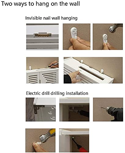White Solid Wood WiFi Router Storage Box - Wall-Mounted Cable Organizer for Living Room, Set-Top Box Cover with Floating Shelf - Perfect for Home Office & Entertainment Center Organization