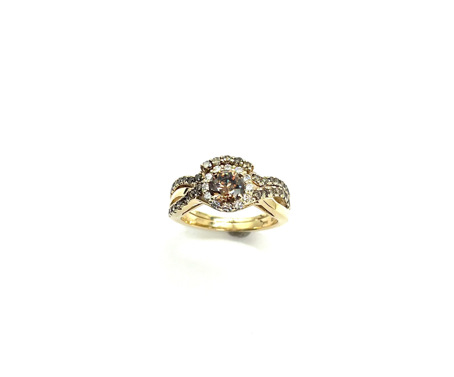 Le Vian 1.50 Carat Total Weight Chocolate Diamond Halo Ring in 14K Gold - Elegant Engagement & Wedding Ring for Women