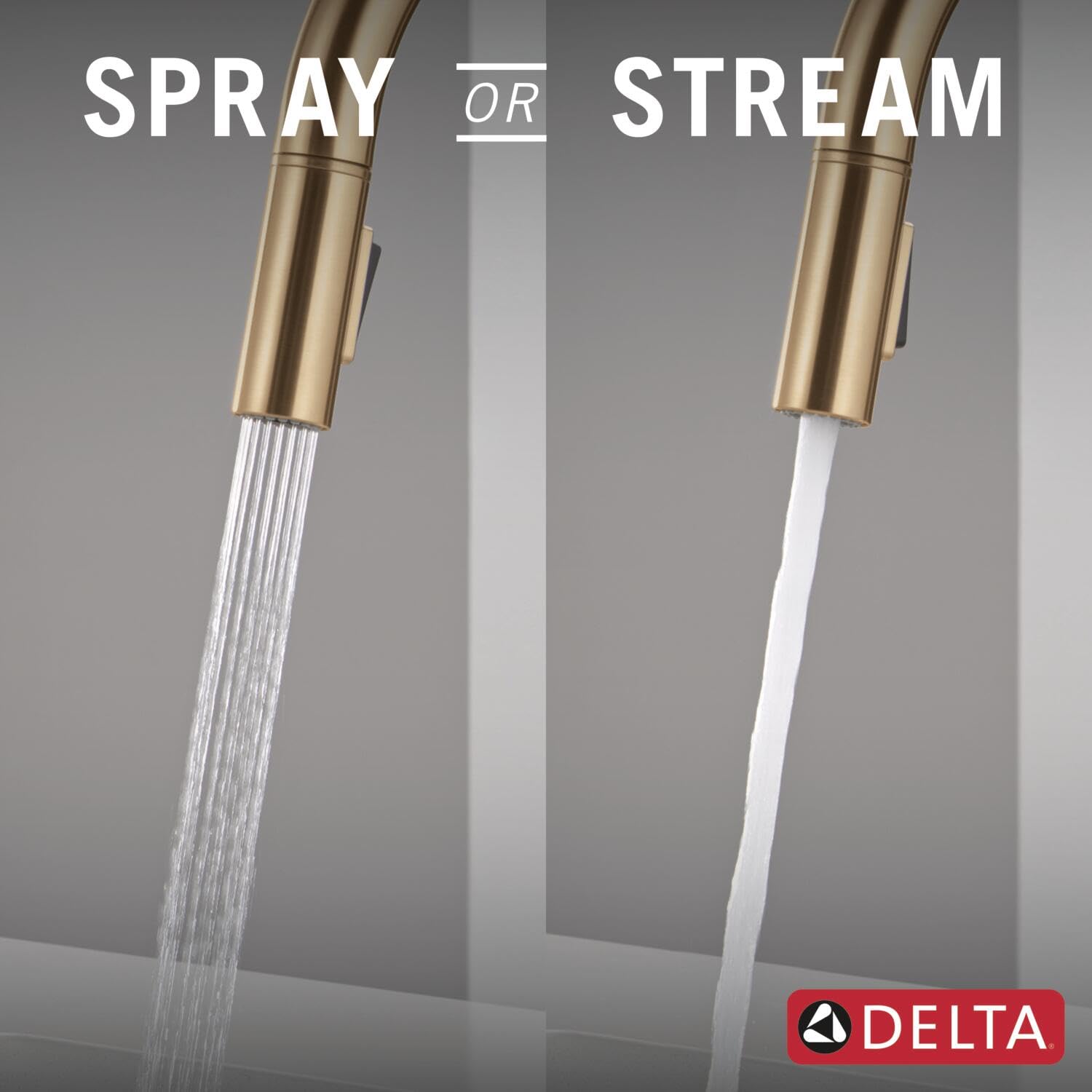 Delta Nicoli Single-Hole Pull-Down Kitchen Faucet with Sprayer - Champagne Gold/Bronze Finish (Model 19867LF-CZ) - Modern Design for Sink, Dishwashing & Food Prep