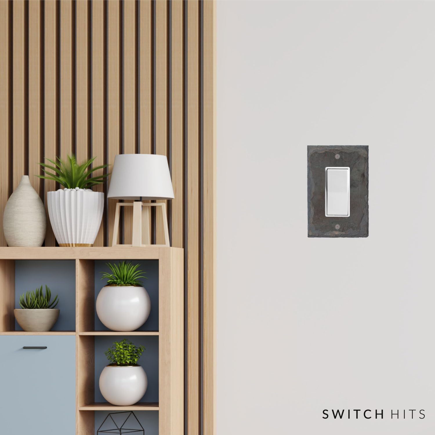 Decorative Recycled Vermont Slate Electrical Switch Plate Outlet Wall Plate - 1 Gang GFCI Rocker, Decora Single Light Switch Cover (3.25” W x 5” H) - Perfect for Home Renovation & Interior Design Projects