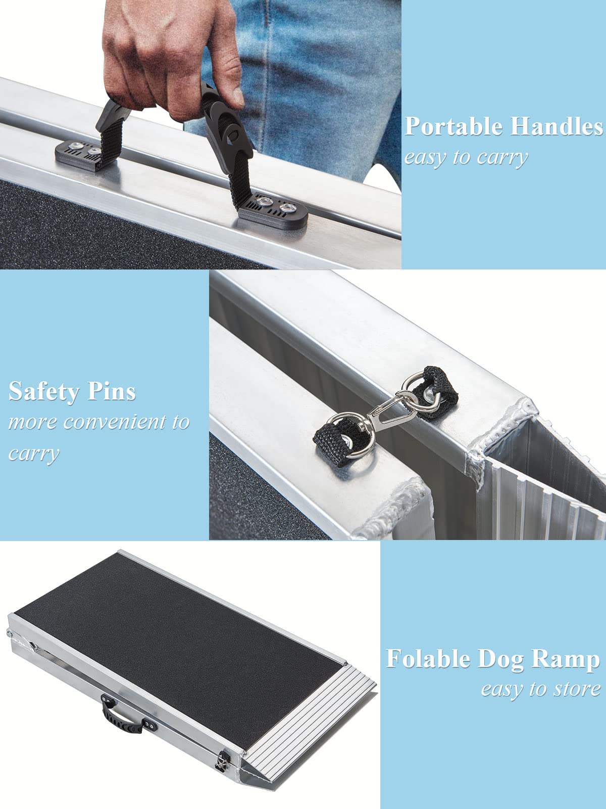 Best Dog Ramps for Large & Small Dogs - Portable Lightweight Pet Ramp with Foldable Design | Non-Slip High Traction Surface Supports 400LBS | 48x15 Inch | Perfect for Beds, RV, Stairs & Outdoor Use