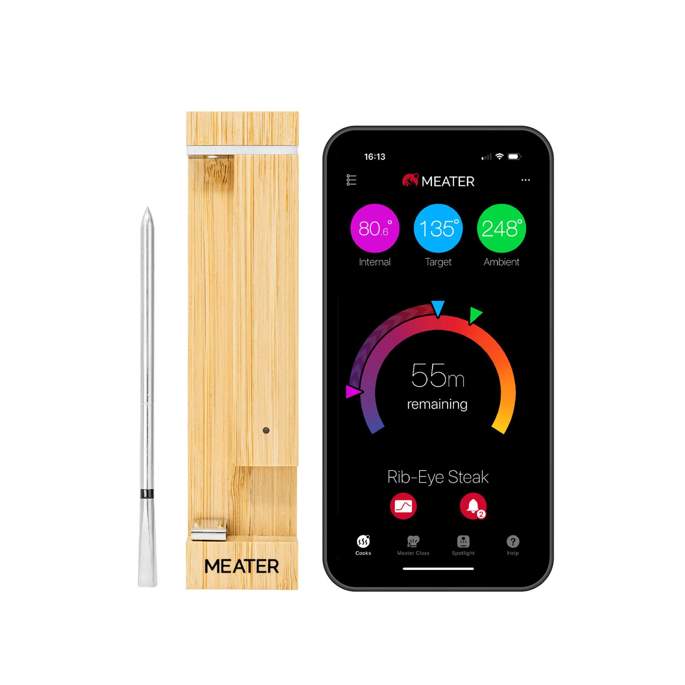 MEATER Pro Smart Bluetooth Wireless Meat Thermometer with 1000°F Heat Resistance | Long Range Digital Cooking Thermometer | Certified Accurate for BBQ, Grill, Oven, Smoker, Air Fryer & Deep Fryer | Includes Free Recipe App for Perfect Steak, Chicken & Turkey | Ideal for Backyard Grilling, Holiday Cooking & Restaurant Use