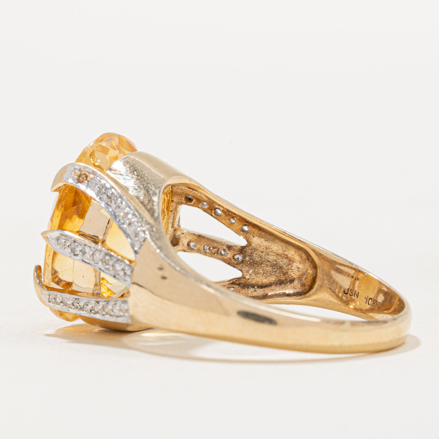 7.20ct Citrine & 0.23ct Diamond Cocktail Ring - Size 10.5 | Elegant Statement Jewelry for Evening Parties & Special Occasions