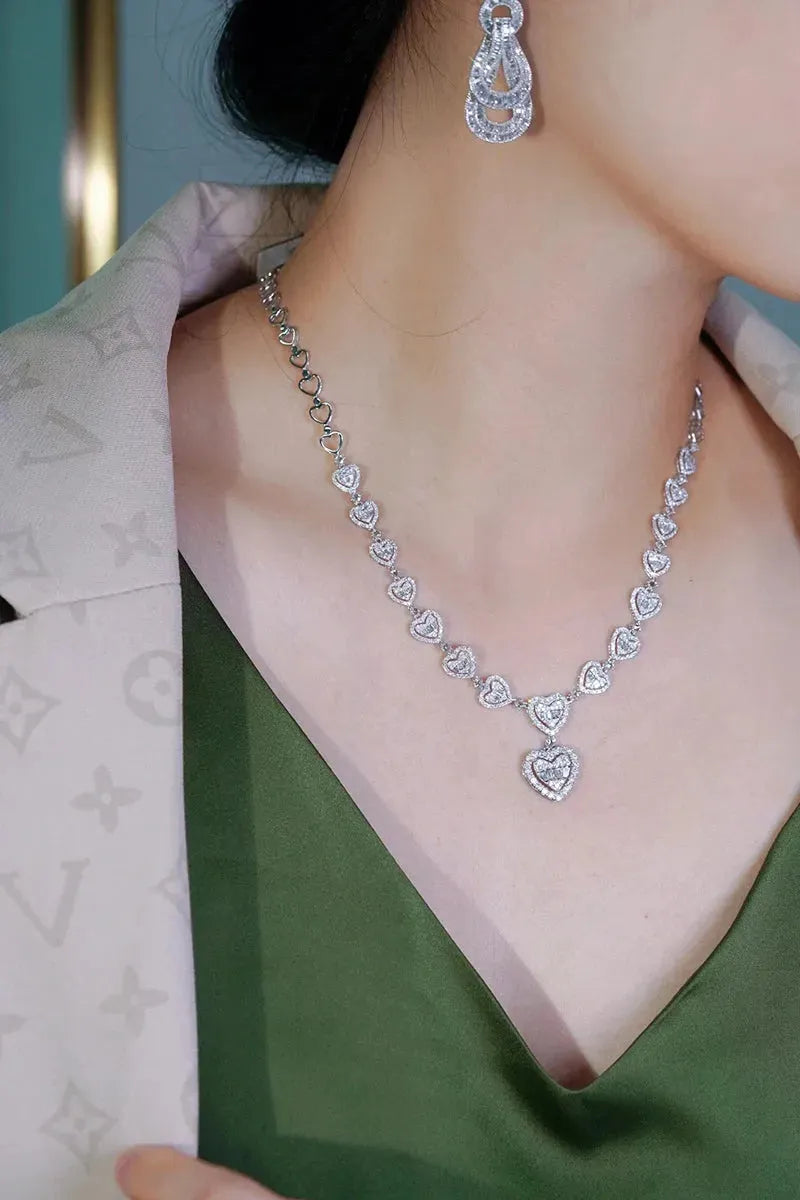 18K White Gold Diamond Necklace for Women - 3.10 Carat Natural Heart-Shaped Diamond Pendant, Luxury Romantic Jewelry Gift for Anniversary, Valentine's Day & Special Occasions