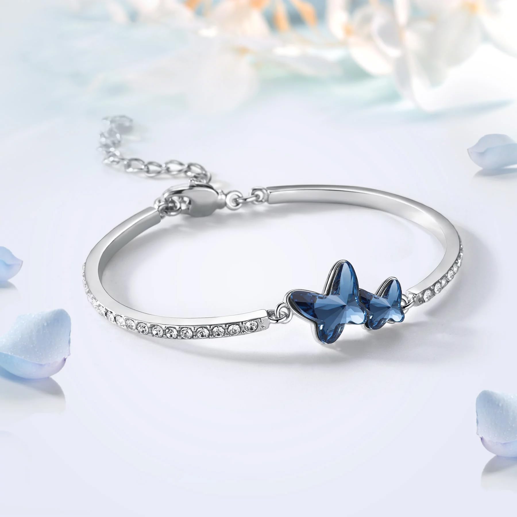 YouBella Crystal Bracelet for Women - Stylish Blue Bangle Jewelry for Girls & Women | Elegant Gift for Birthday, Party & Everyday Wear (YBBN_92233)