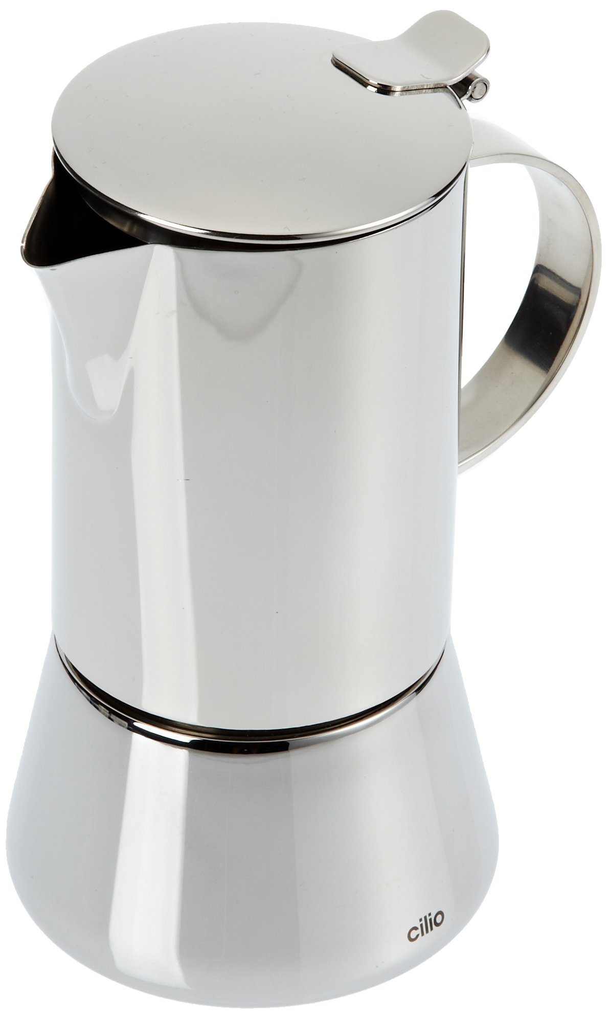 CILIO Aida 4-Cup Stainless Steel Stovetop Espresso Maker - Polished Silver Moka Pot for Italian Coffee - Perfect for Home, Camping & Office Use