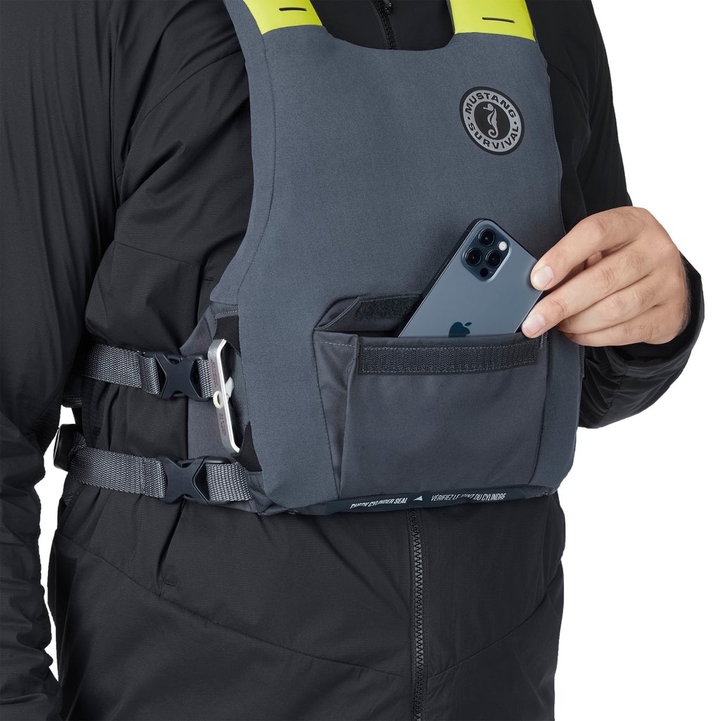 Mustang KHIMERA™ DUAL FLOTATION PFD - USCG Approved Life Jacket for Boating & Water Sports (Admiral Gray) | Perfect for Kayaking, Fishing & Sailing Adventures