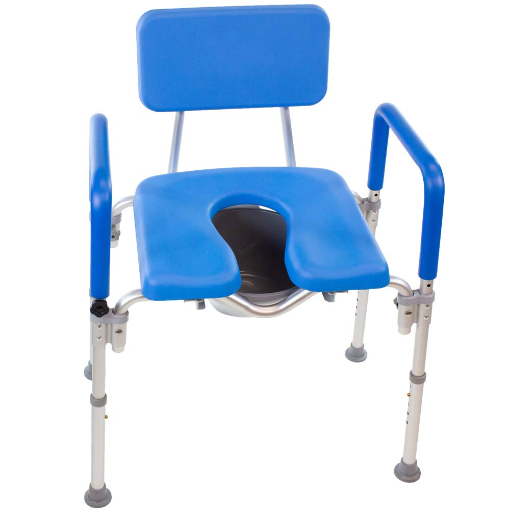 Dignity Ultra-Premium Padded Bariatric Extra Large Commode Shower Chair - 600lb Weight Capacity, Adjustable Height with Padded Arms & Back - 3-in-1 Heavy Duty Toilet Safety Chair for Elderly & Disabled - Ideal for Bathroom Safety, Post-Surgery Recovery & Home Care Use