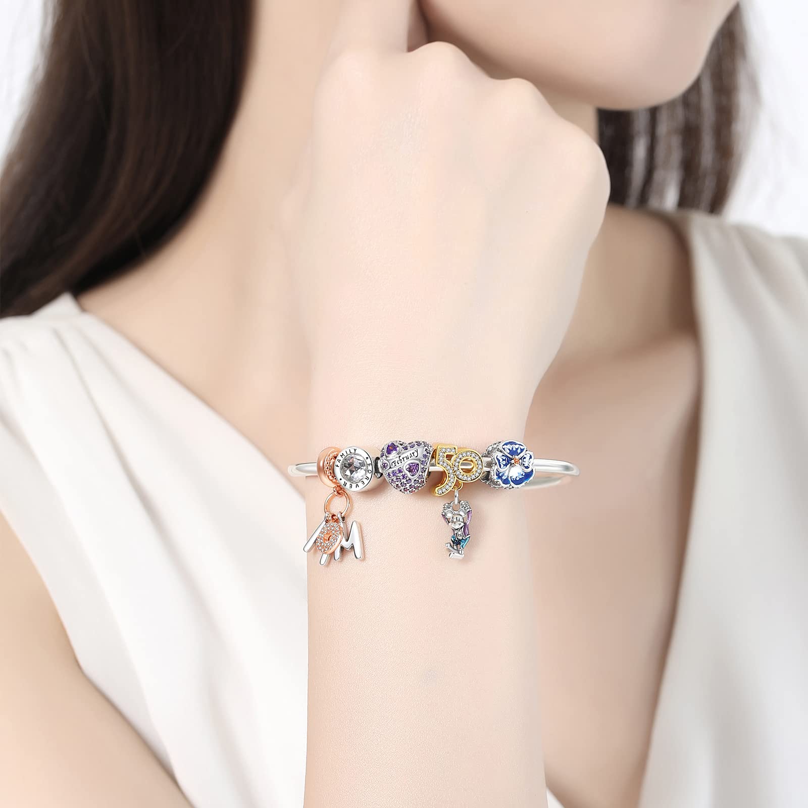 925 Sterling Silver Birthstone Charms for Bracelets - Personalized Charm Beads & Pendants for DIY Jewelry Making - Perfect Birthday Gift for Women, Mom, Daughter - Ideal for Bracelet Stacking, Layering & Special Occasions