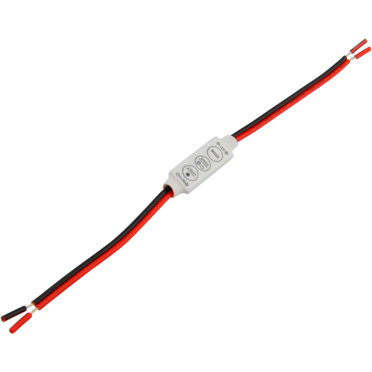 Low-Profile Inline Dimmer Switch for Single Color LED Strip Lights - Perfect for Home, Office, and Cabinet Lighting