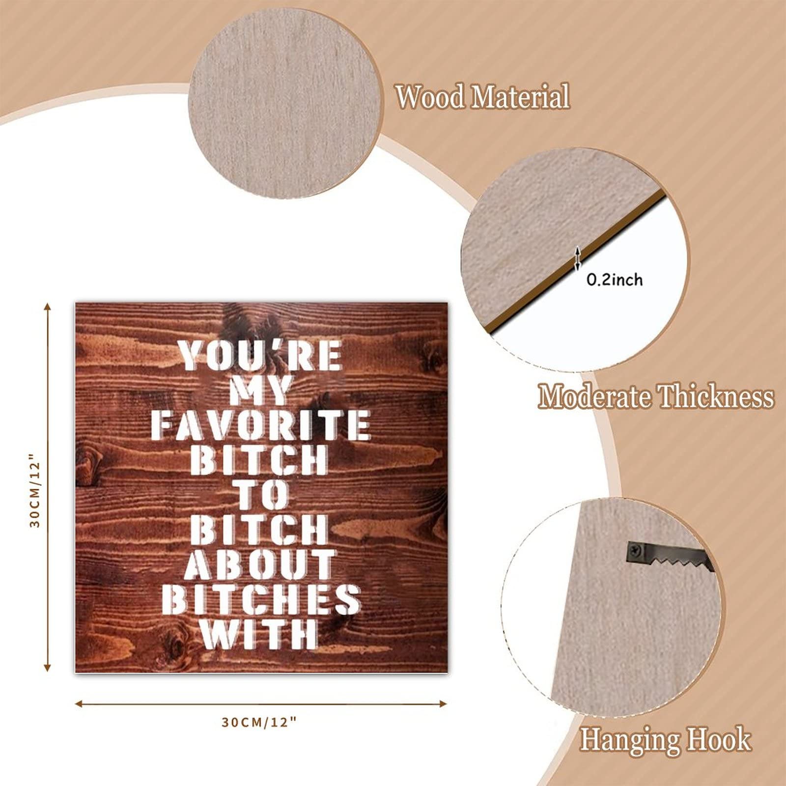 Rustic Wooden Pallet Sign - 'You're My Favorite Bitch To Bitch About Bitches With' - Farmhouse Wall Decor - Welcome Plaque for Home, Lake House & Cabin - Perfect for Living Room, Porch or Entryway