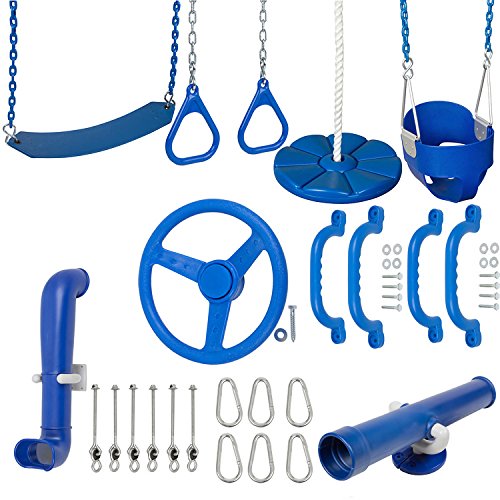 Ultimate Toddler Swing Set Kit - Blue Outdoor Playset with SSS Logo Sticker | Backyard Playground Equipment for Kids Ages 2-5 | Perfect for Home, Park & Daycare Use